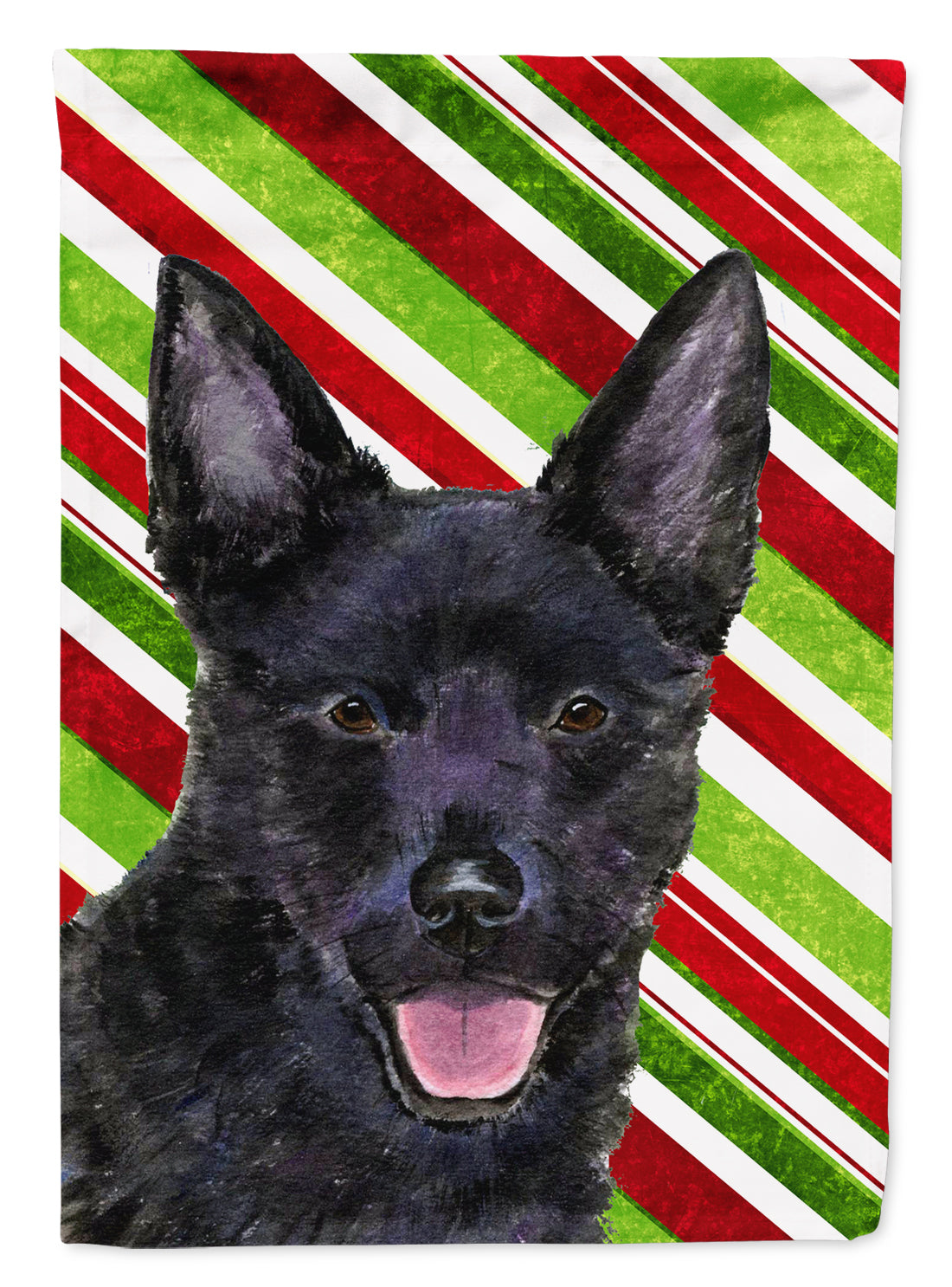 Australian Kelpie Candy Cane Holiday Christmas Flag Canvas House Size  the-store.com.