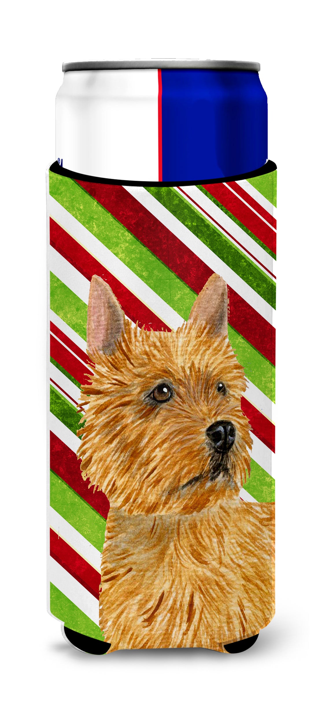 Norwich Terrier Candy Cane Holiday Christmas Ultra Beverage Insulators for slim cans SS4568MUK.