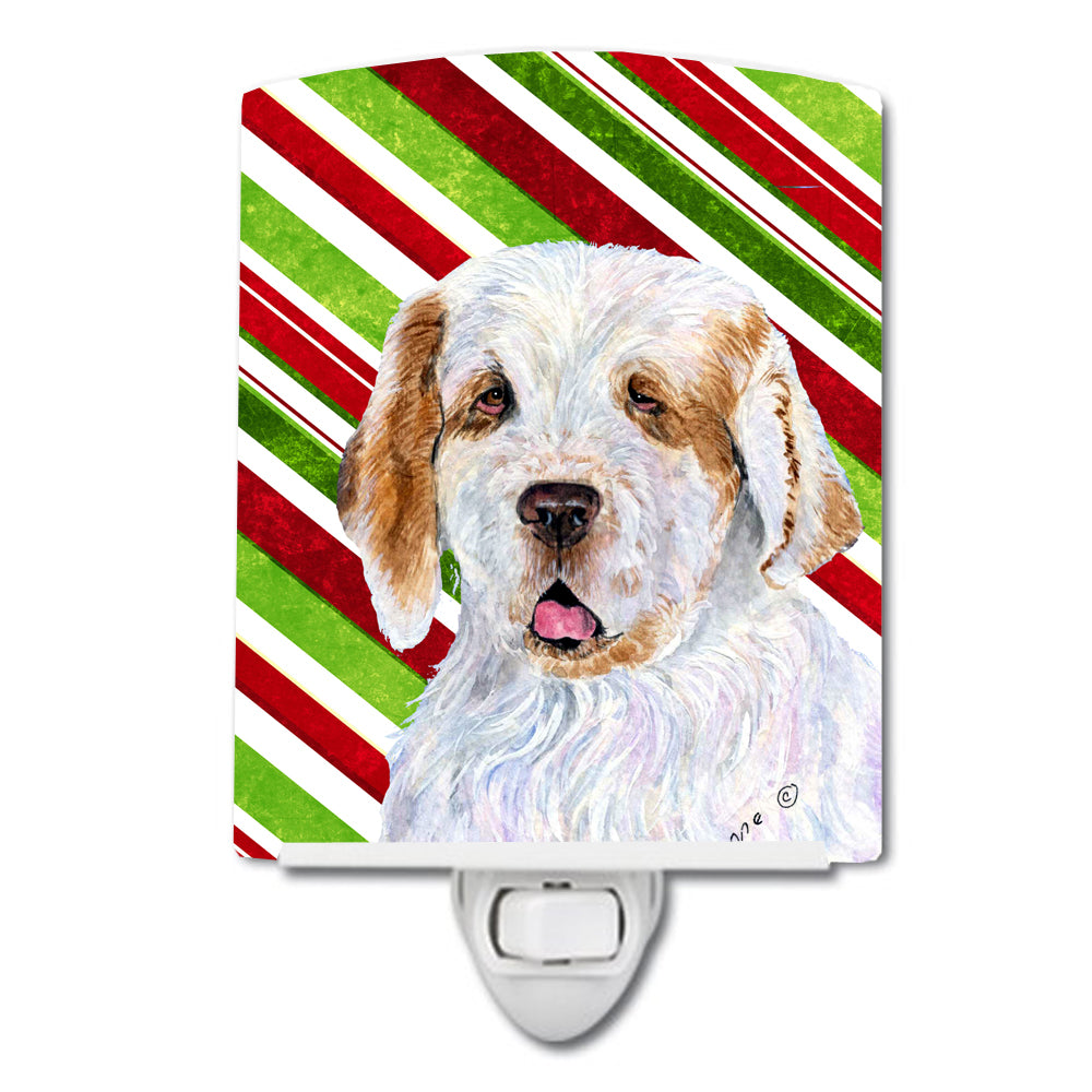 Clumber Spaniel Candy Cane Holiday Christmas Ceramic Night Light SS4569CNL - the-store.com