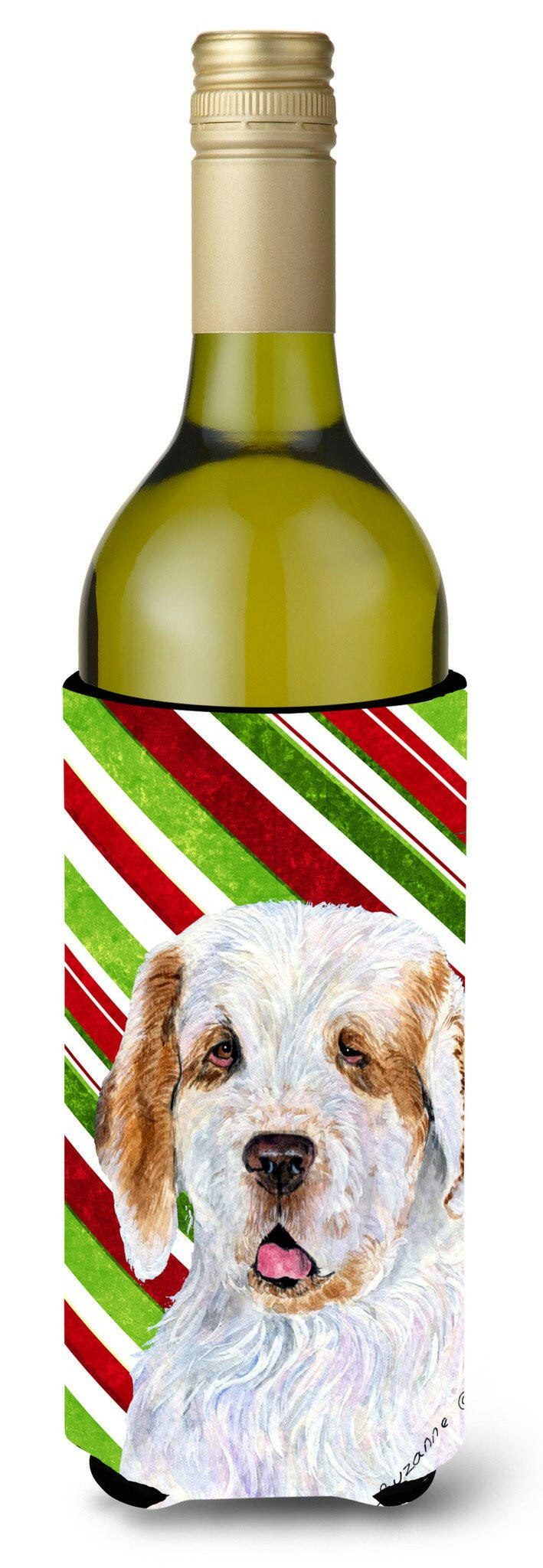 Clumber Spaniel Candy Cane Holiday Christmas Wine Bottle Beverage Insulator Beverage Insulator Hugger by Caroline's Treasures