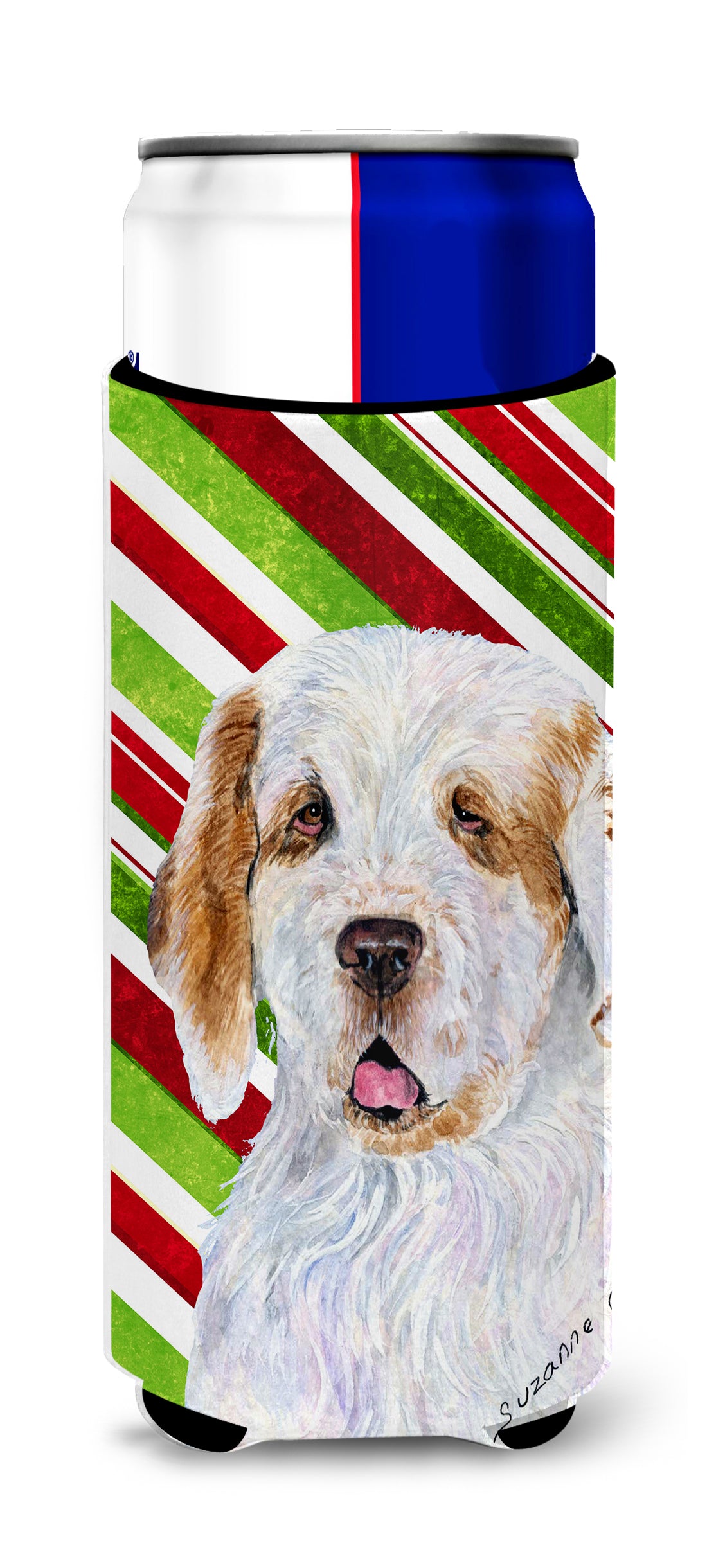 Clumber Spaniel Candy Cane Holiday Christmas Ultra Beverage Insulators for slim cans SS4569MUK.