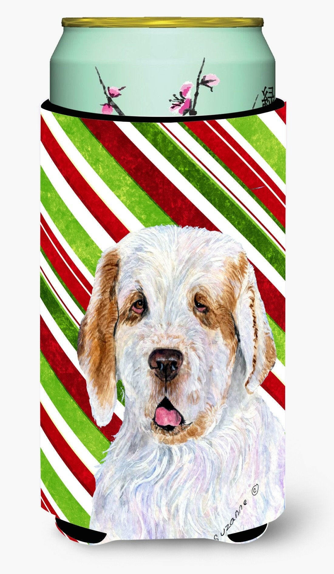 Clumber Spaniel Candy Cane Holiday Christmas  Tall Boy Beverage Insulator Beverage Insulator Hugger by Caroline's Treasures