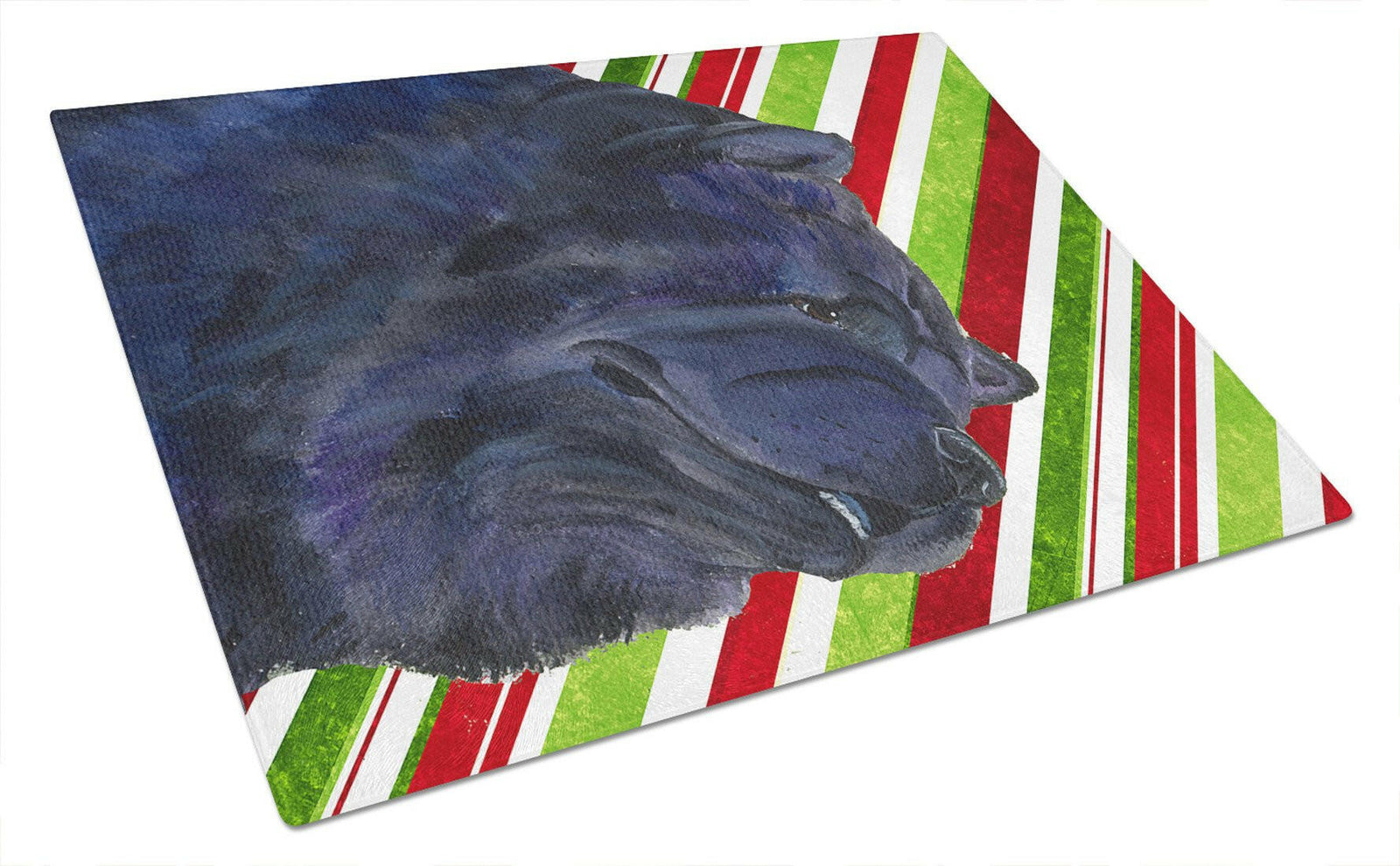 Chow Chow Candy Cane Holiday Christmas Glass Cutting Board Large by Caroline's Treasures