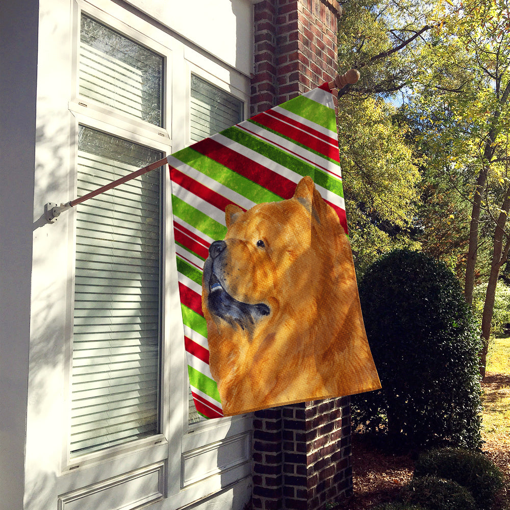 Chow Chow Candy Cane Holiday Christmas Flag Canvas House Size  the-store.com.