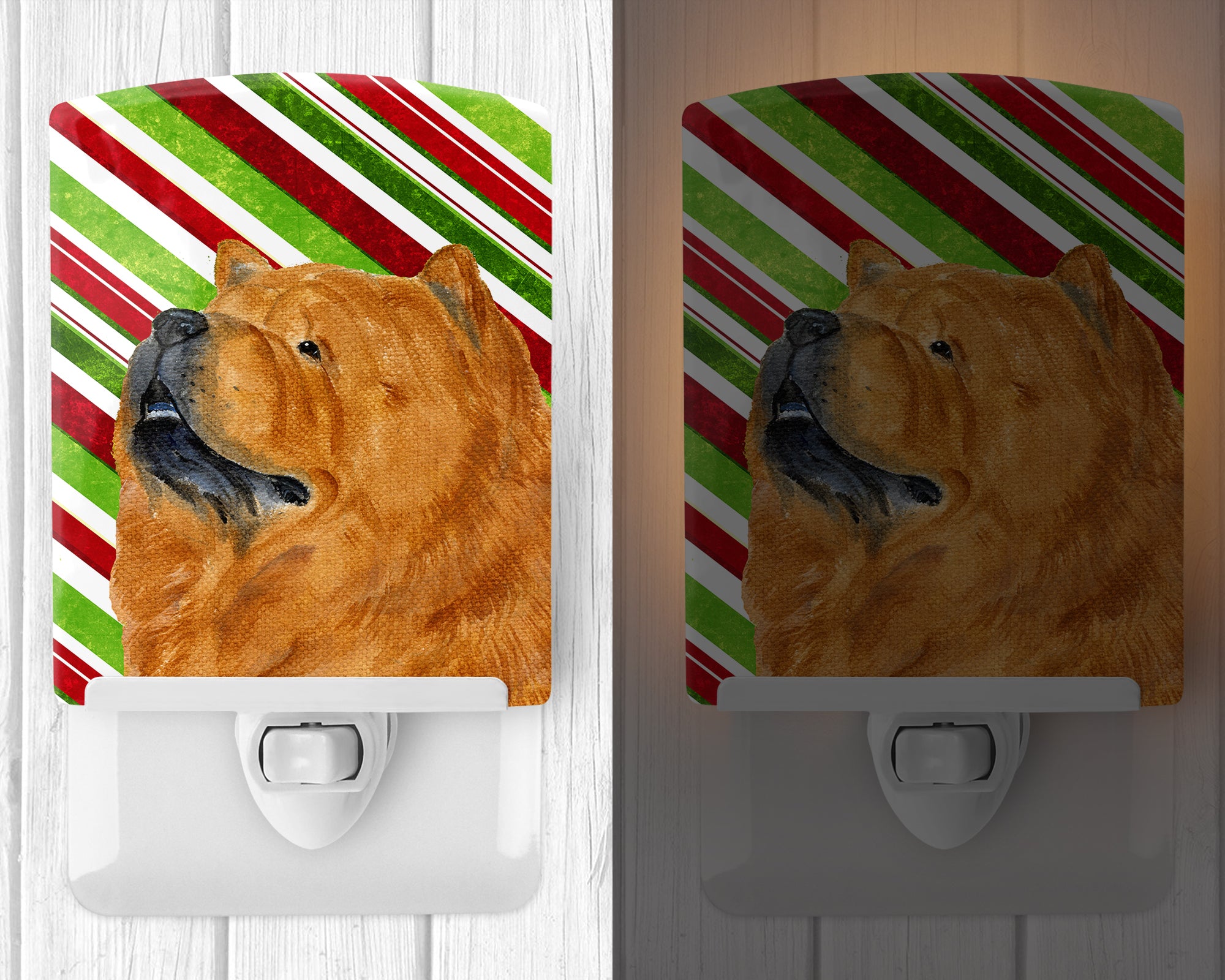 Chow Chow Candy Cane Holiday Christmas Ceramic Night Light SS4571CNL - the-store.com