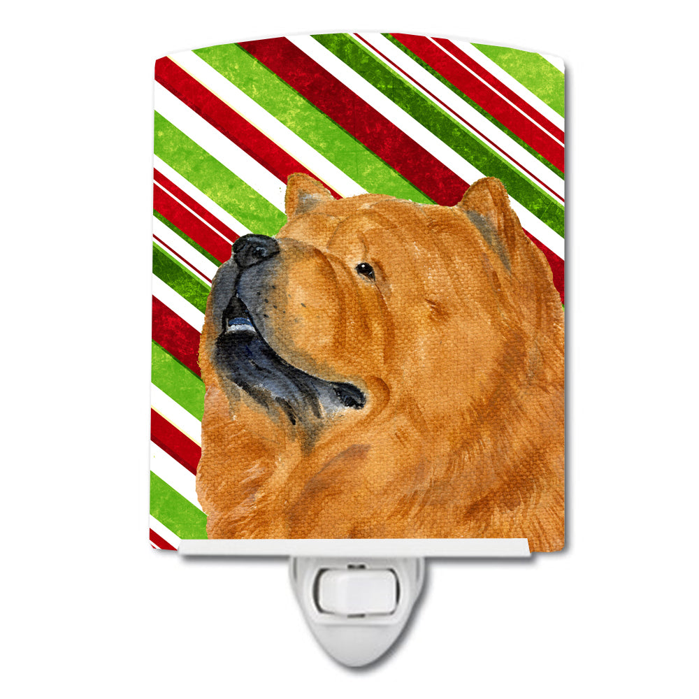 Chow Chow Candy Cane Holiday Christmas Ceramic Night Light SS4571CNL - the-store.com