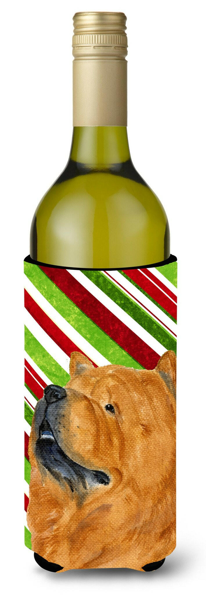 Chow Chow Candy Cane Holiday Christmas Wine Bottle Beverage Insulator Beverage Insulator Hugger SS4571LITERK by Caroline's Treasures