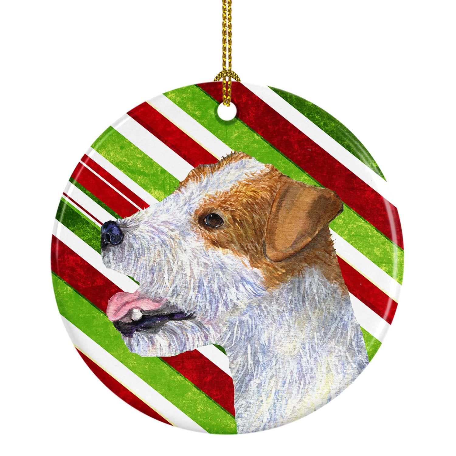 Jack Russell Terrier Candy Cane Holiday Christmas Ceramic Ornament SS4573 by Caroline's Treasures