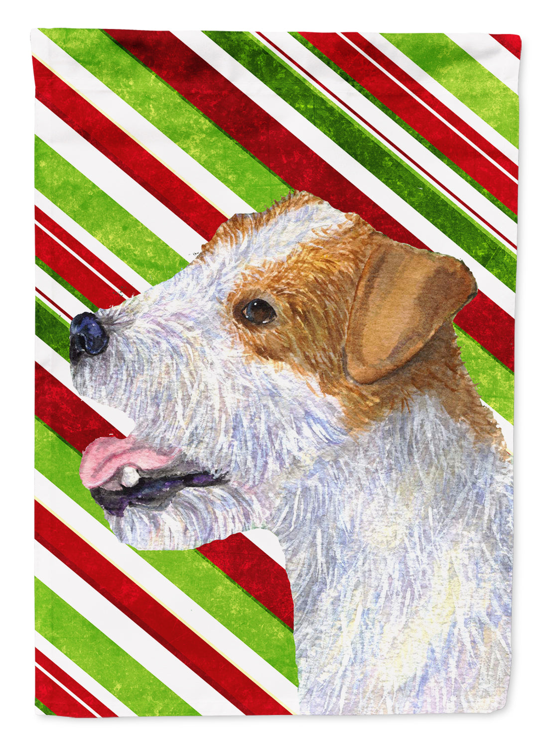 Jack Russell Terrier Candy Cane Holiday Christmas Flag Canvas House Size  the-store.com.