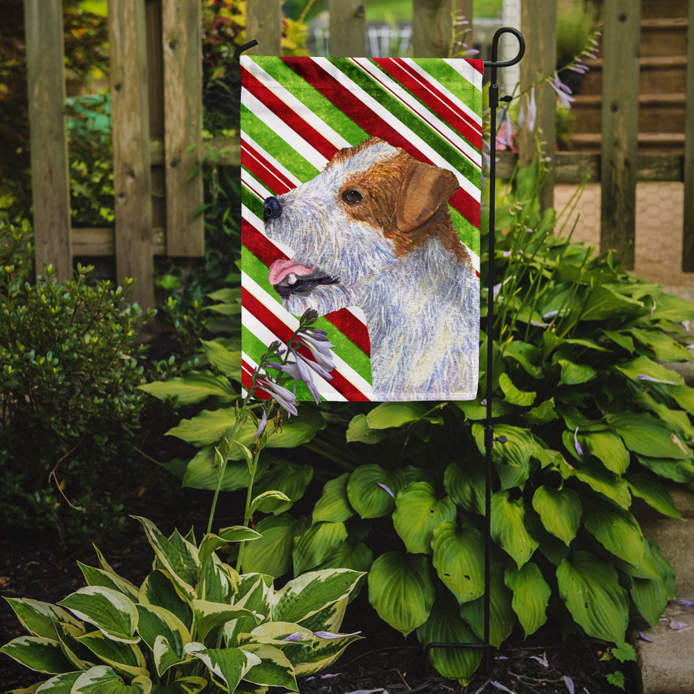 Jack Russell Terrier Candy Cane Holiday Christmas Flag Garden Size.