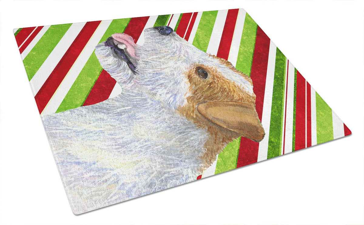 Jack Russell Terrier Candy Cane Holiday Christmas Glass Cutting Board Large by Caroline&#39;s Treasures
