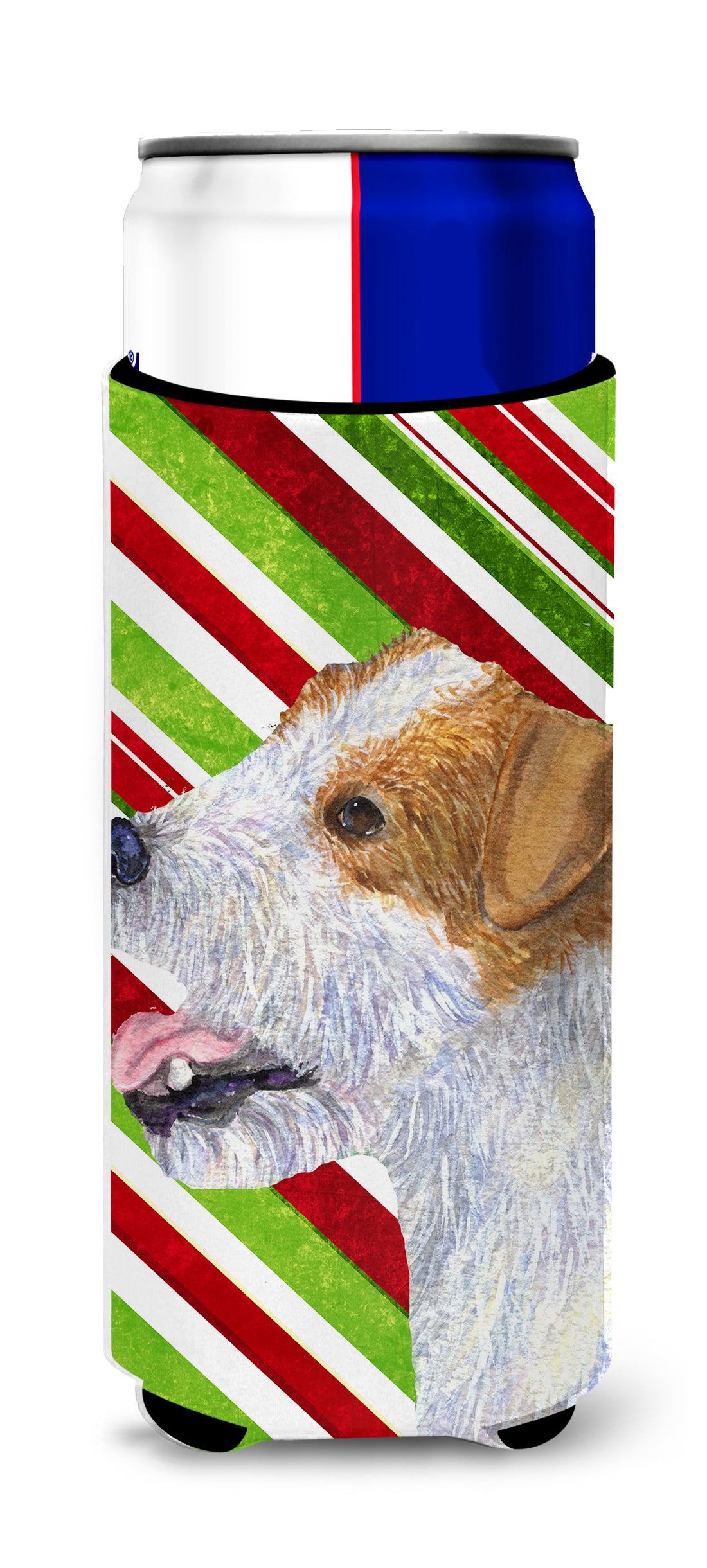 Jack Russell Terrier Candy Cane Holiday Christmas Ultra Beverage Insulators for slim cans SS4573MUK.