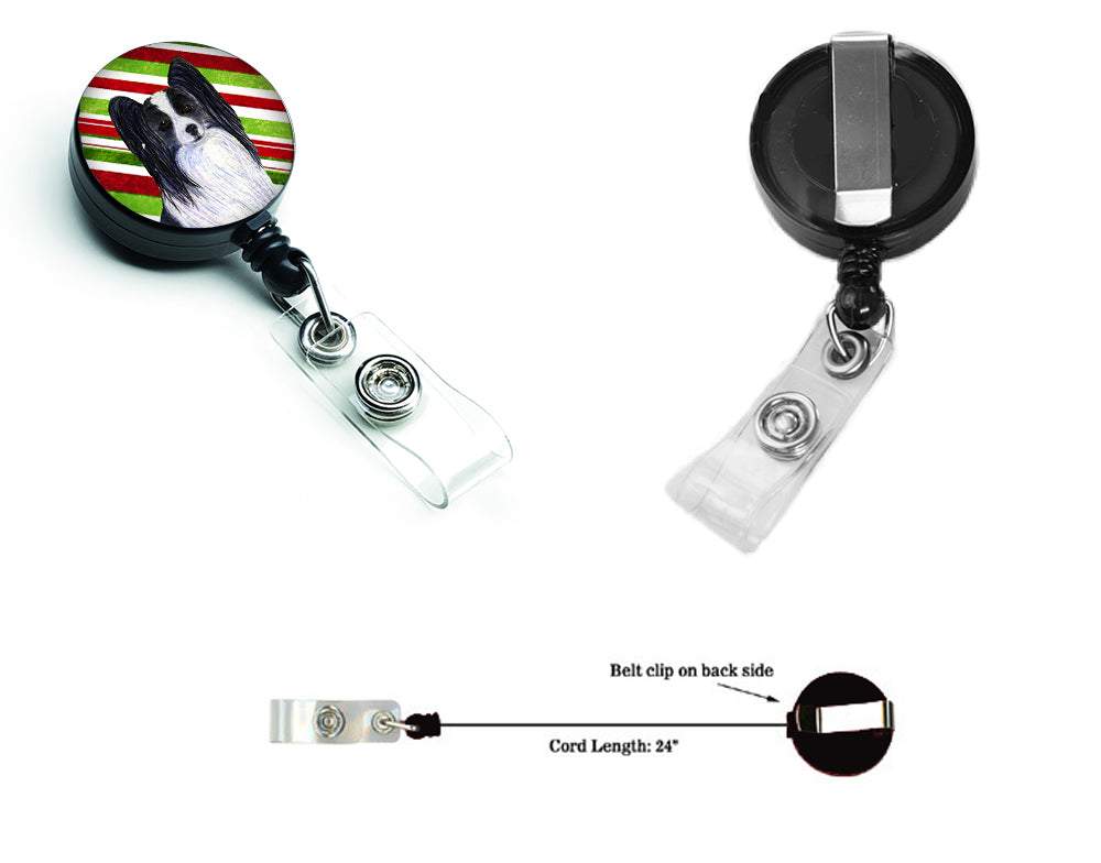 Papillon Candy Cane Holiday Christmas Retractable Badge Reel SS4574BR  the-store.com.