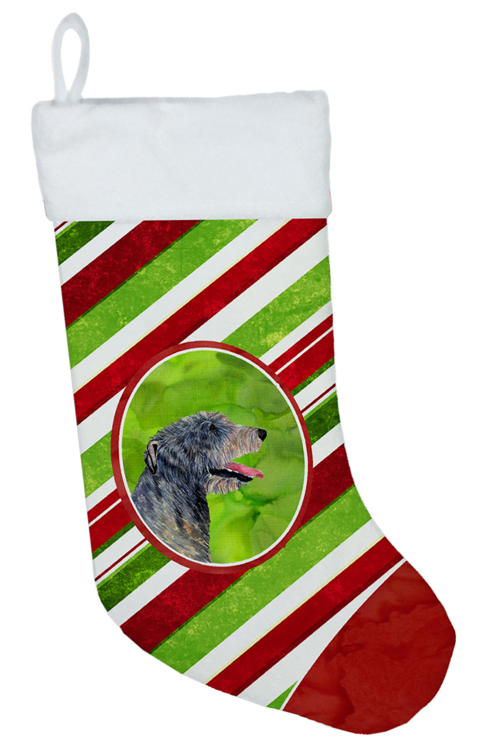 Irish Wolfhound Candy Cane Christmas Stocking SS4575  the-store.com.