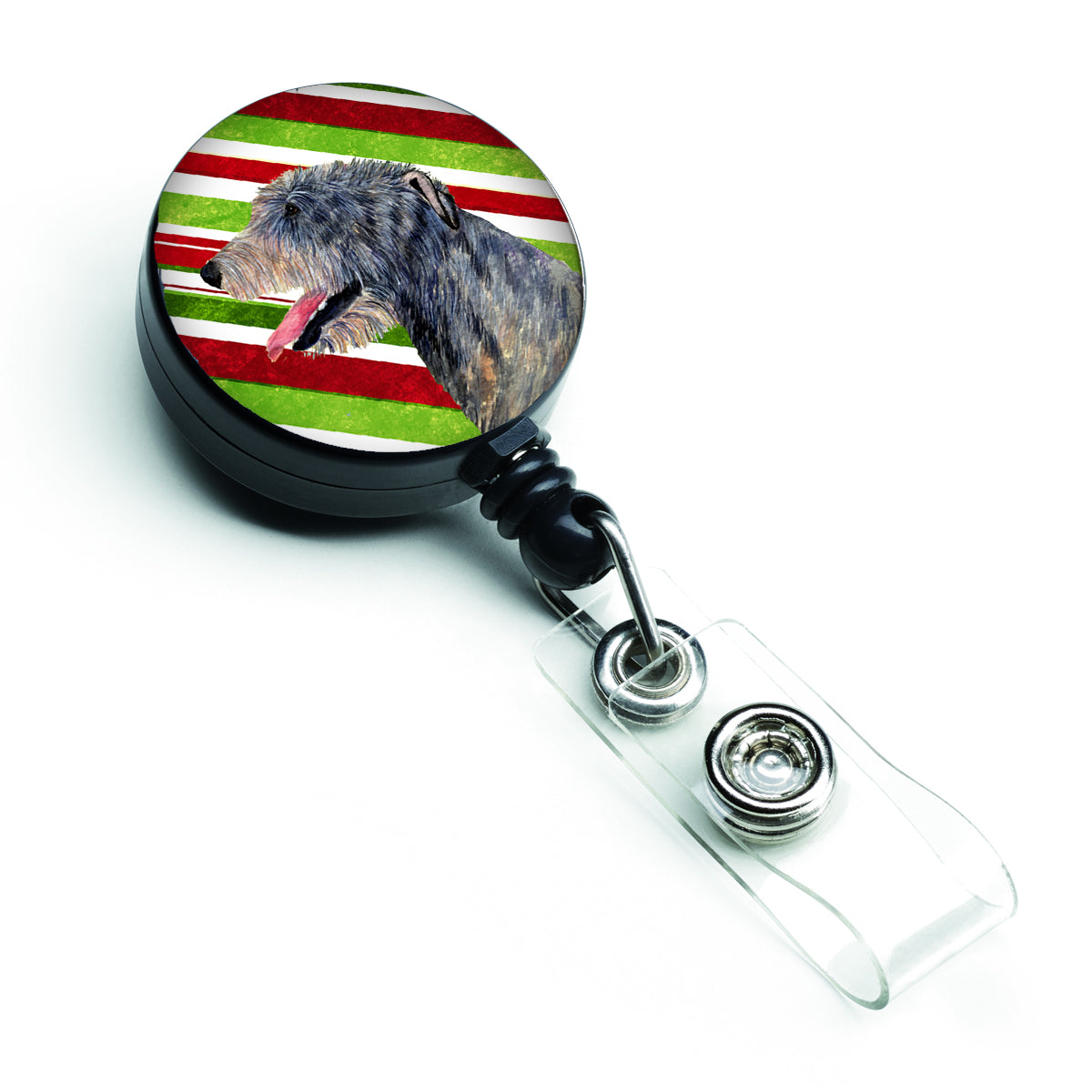 Irish Wolfhound Candy Cane Holiday Christmas Retractable Badge Reel SS4575BR  the-store.com.