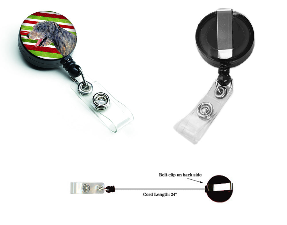 Irish Wolfhound Candy Cane Holiday Christmas Retractable Badge Reel SS4575BR  the-store.com.