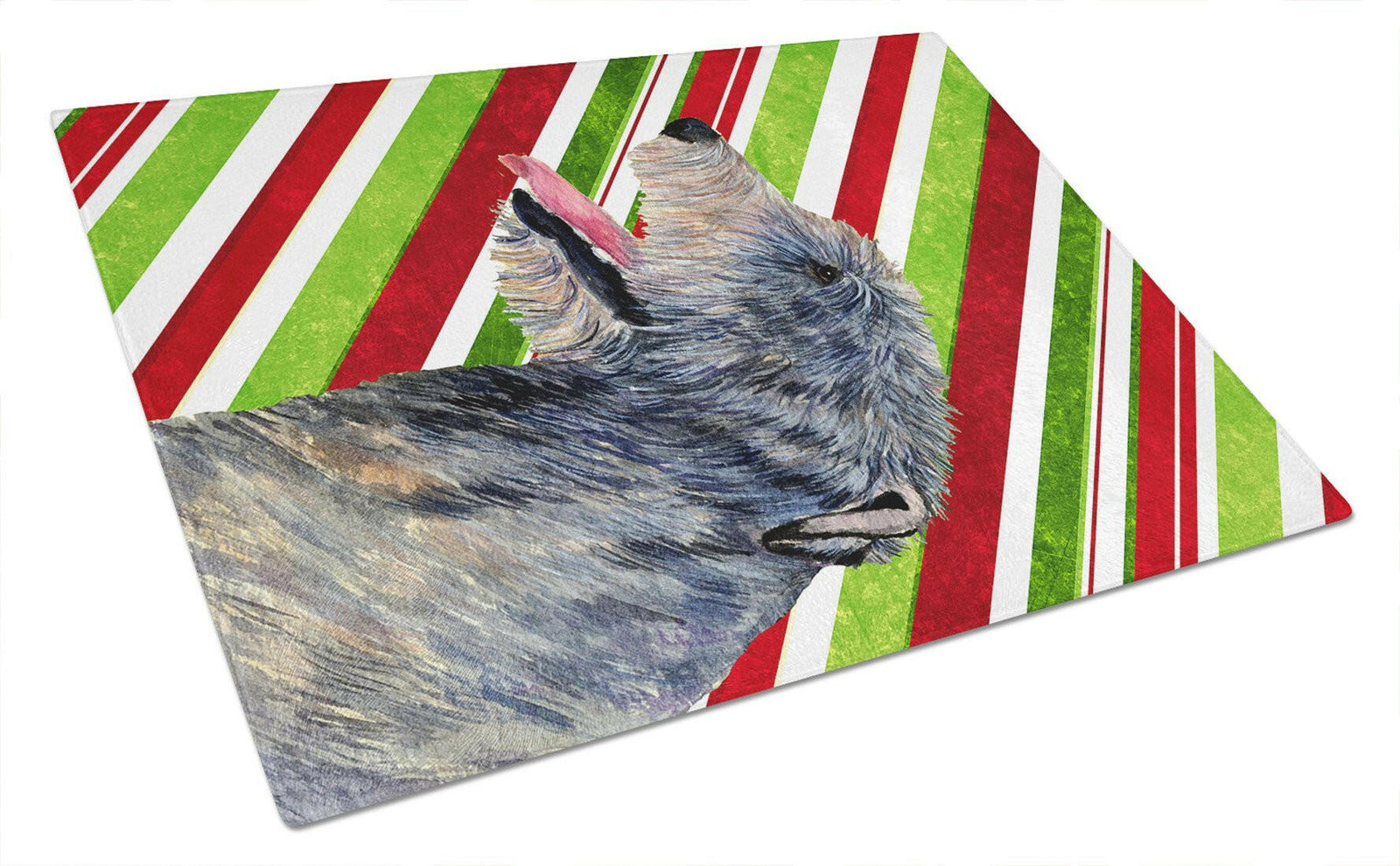 Irish Wolfhound Candy Cane Holiday Christmas Glass Cutting Board Large by Caroline's Treasures