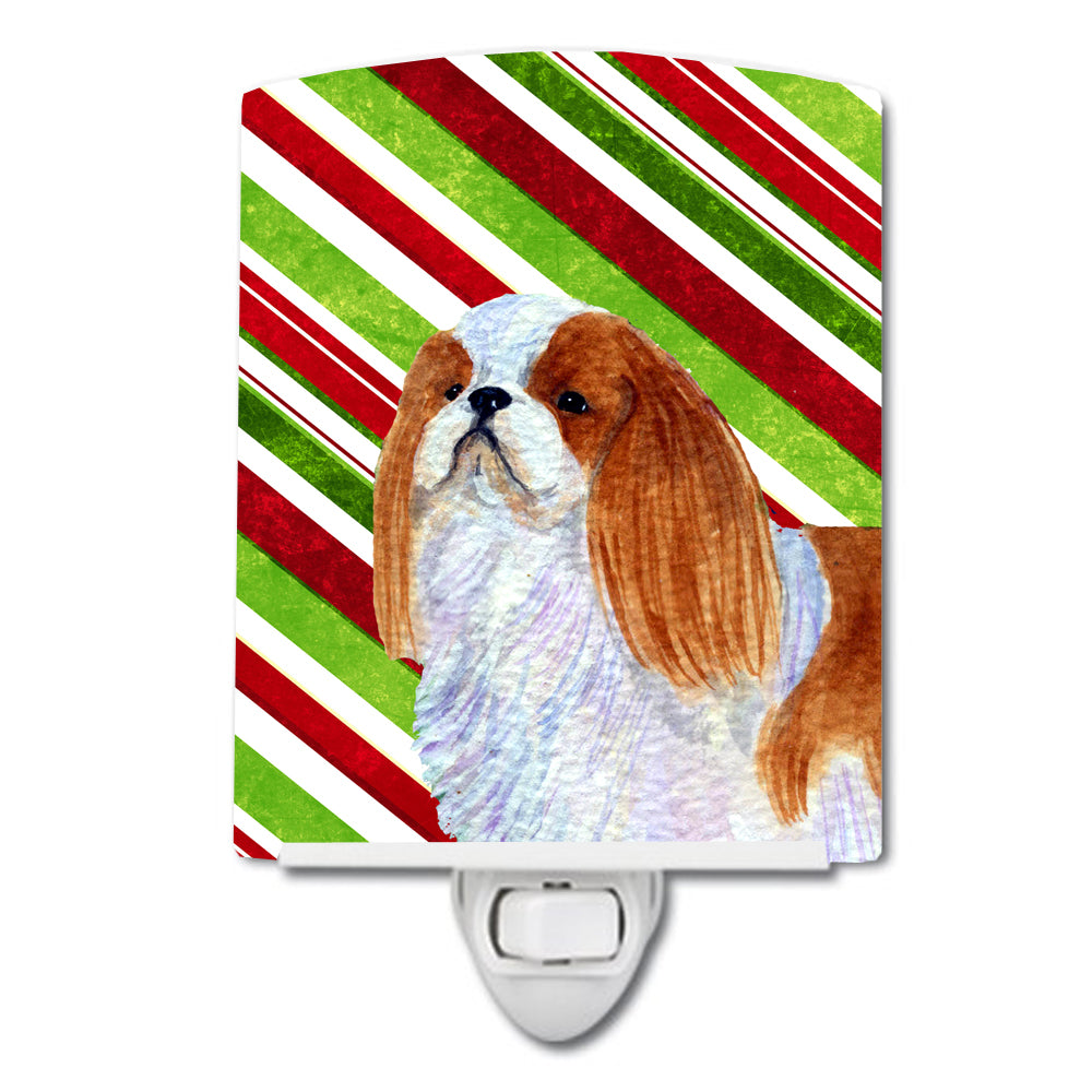 English Toy Spaniel Candy Cane Holiday Christmas Ceramic Night Light SS4576CNL - the-store.com