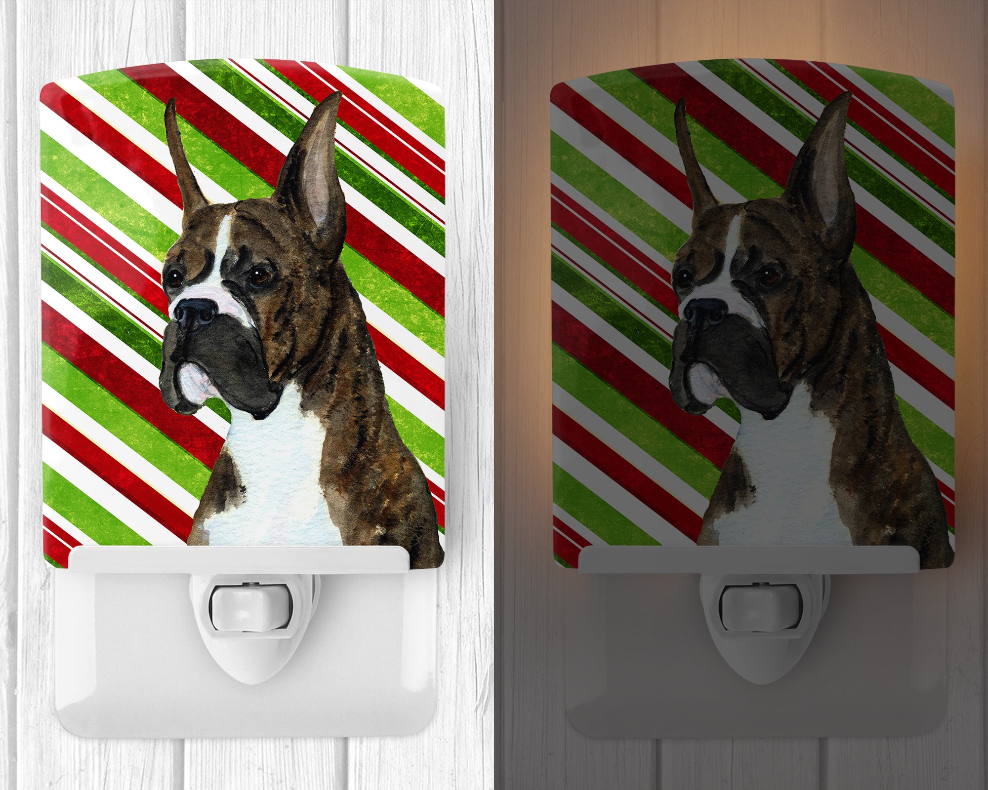 Boxer Candy Cane Holiday Christmas Ceramic Night Light SS4577CNL - the-store.com