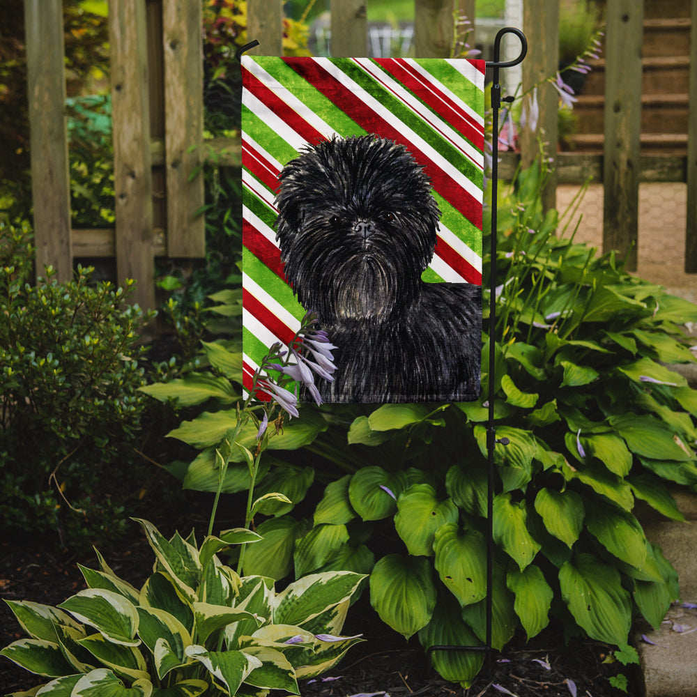 Affenpinscher Candy Cane Holiday Christmas Flag Garden Size.