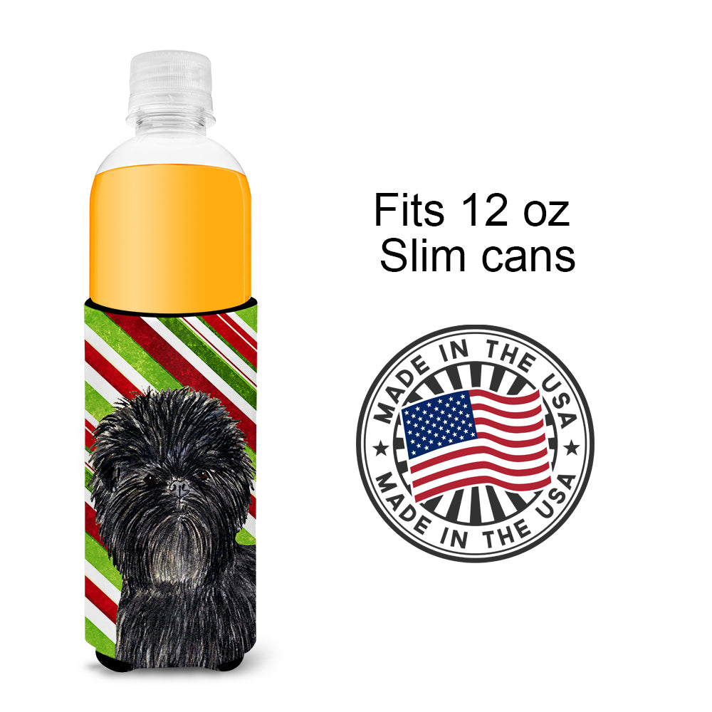 Affenpinscher Candy Cane Holiday Christmas Ultra Beverage Insulators for slim cans SS4580MUK.