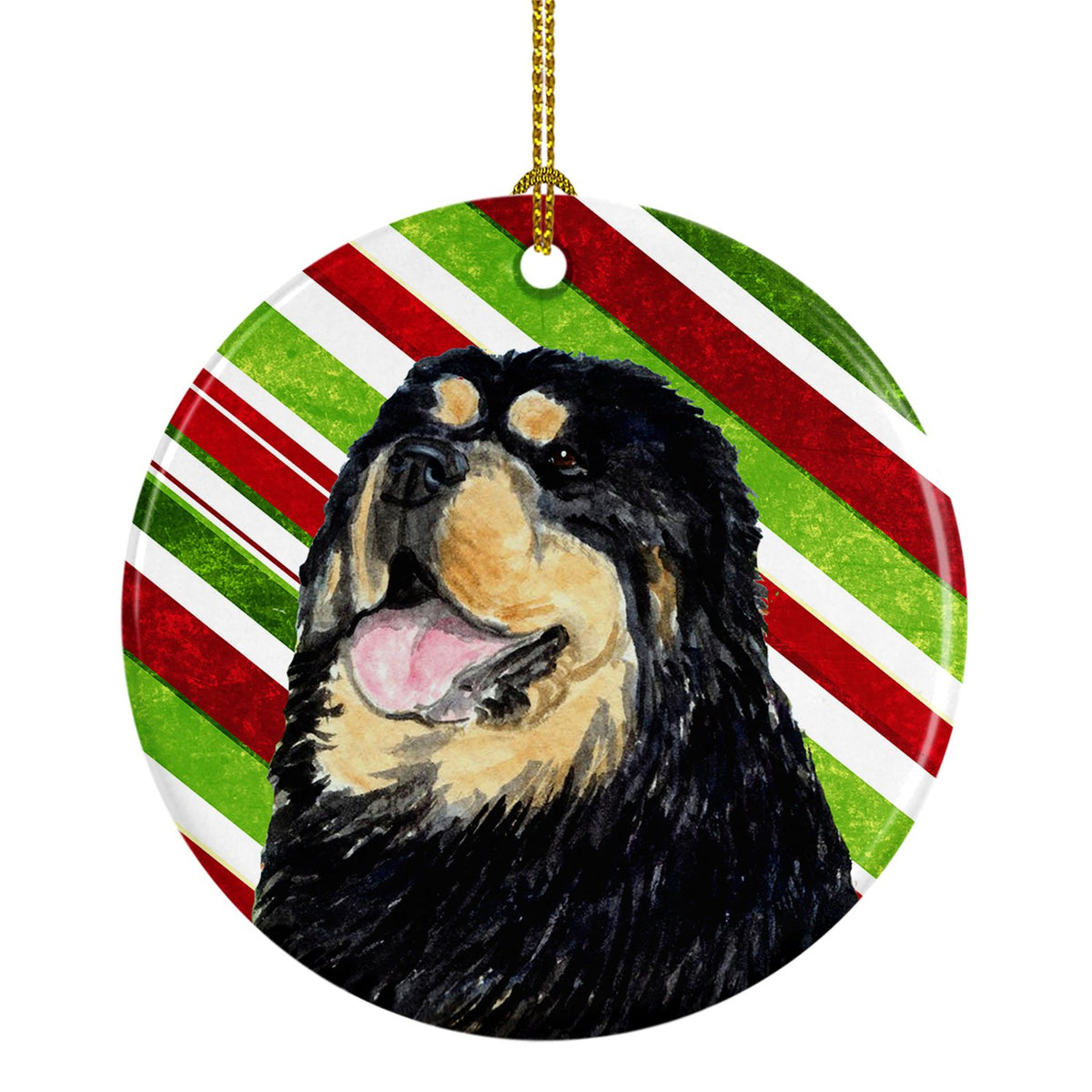 Tibetan Mastiff Candy Cane Holiday Christmas Ceramic Ornament SS4581 by Caroline&#39;s Treasures