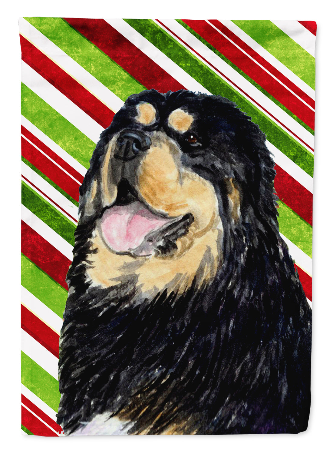 Tibetan Mastiff Candy Cane Holiday Christmas Flag Canvas House Size  the-store.com.