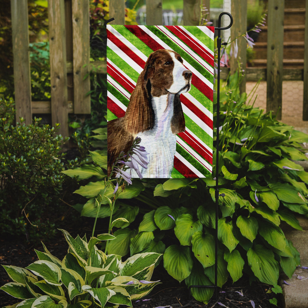 Springer Spaniel Candy Cane Holiday Christmas Flag Garden Size.