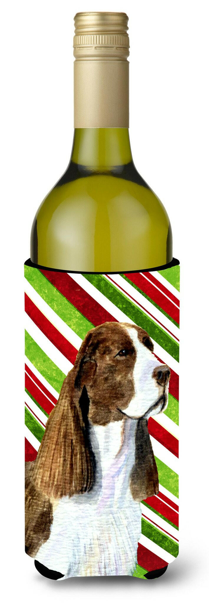 Springer Spaniel Candy Cane Holiday Christmas Wine Bottle Beverage Insulator Beverage Insulator Hugger by Caroline's Treasures