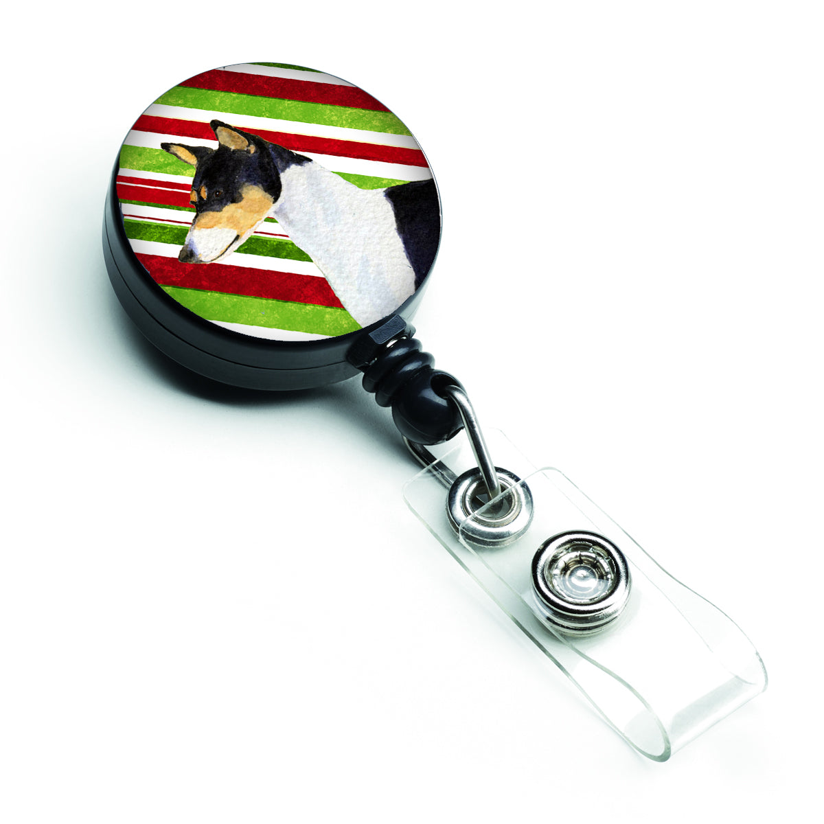 Basenji Candy Cane Holiday Christmas Retractable Badge Reel SS4583BR  the-store.com.