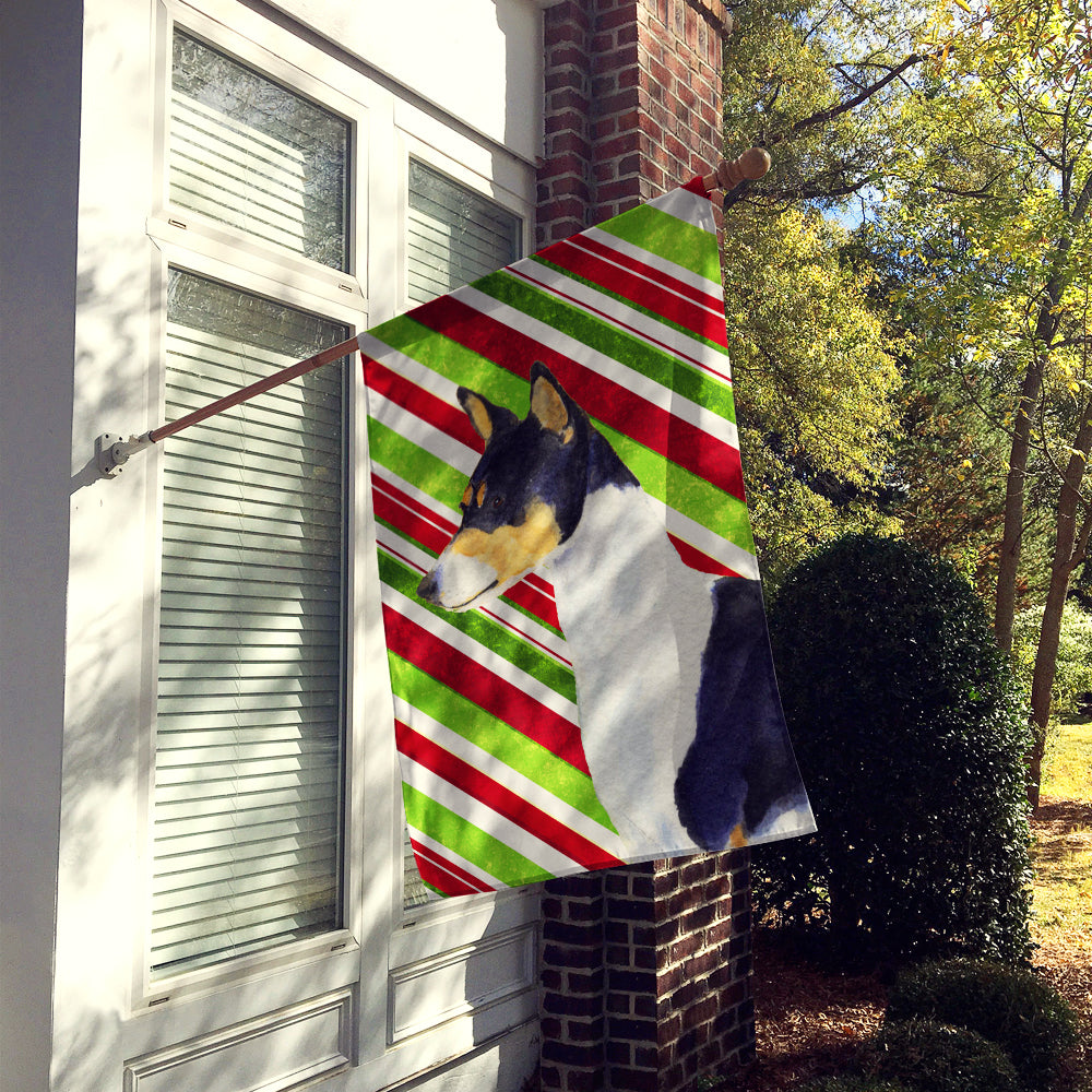 Basenji Candy Cane Holiday Christmas Flag Canvas House Size  the-store.com.