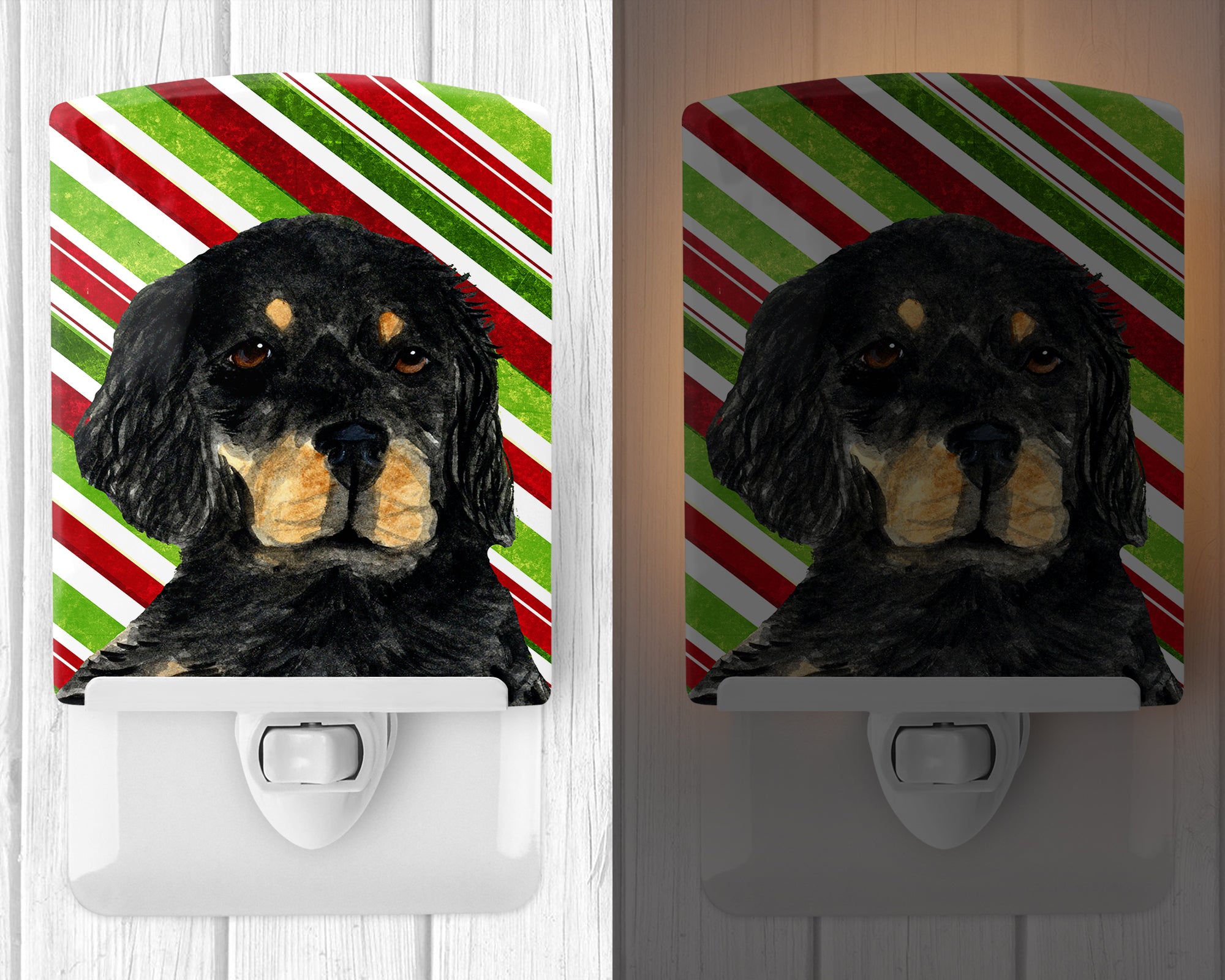 Gordon Setter Candy Cane Holiday Christmas Ceramic Night Light SS4584CNL - the-store.com