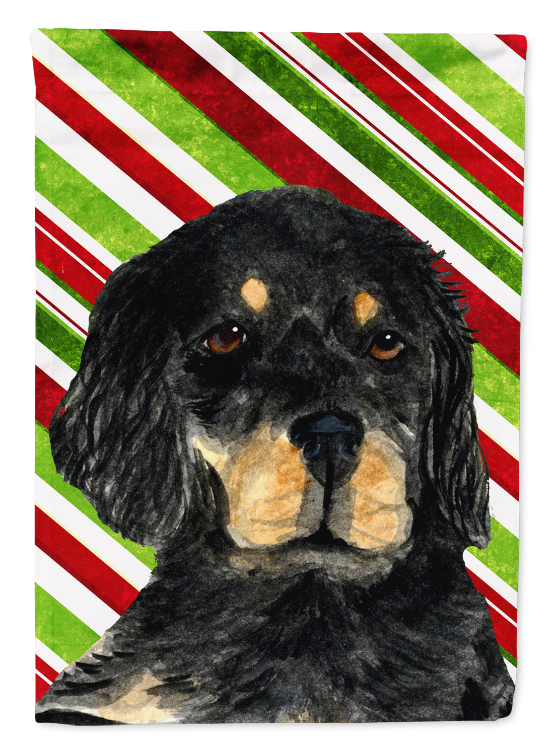 Gordon Setter Candy Cane Holiday Christmas Flag Garden Size.