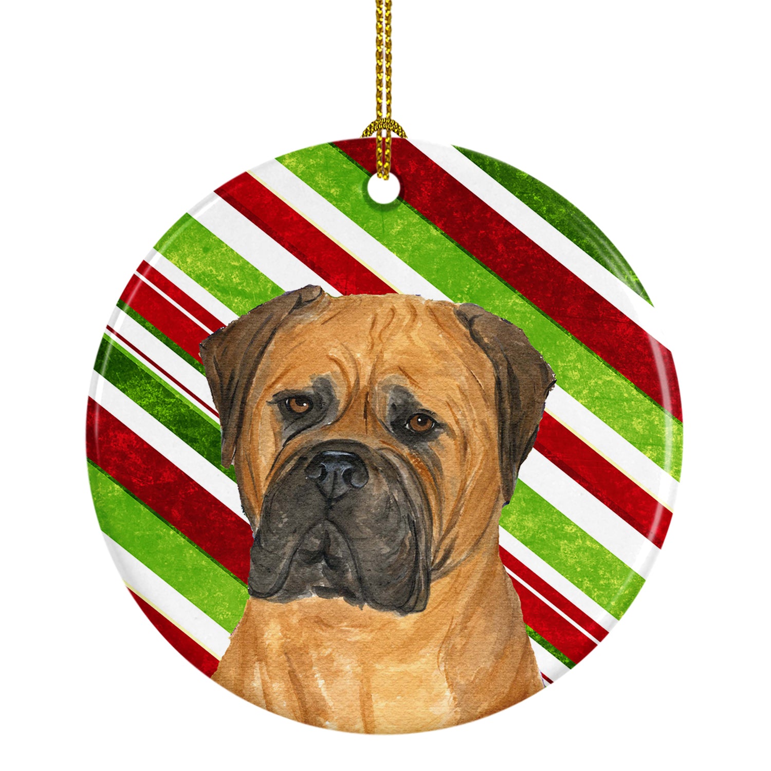 Bullmastiff Candy Cane Holiday Christmas Ceramic Ornament SS4586 - the-store.com