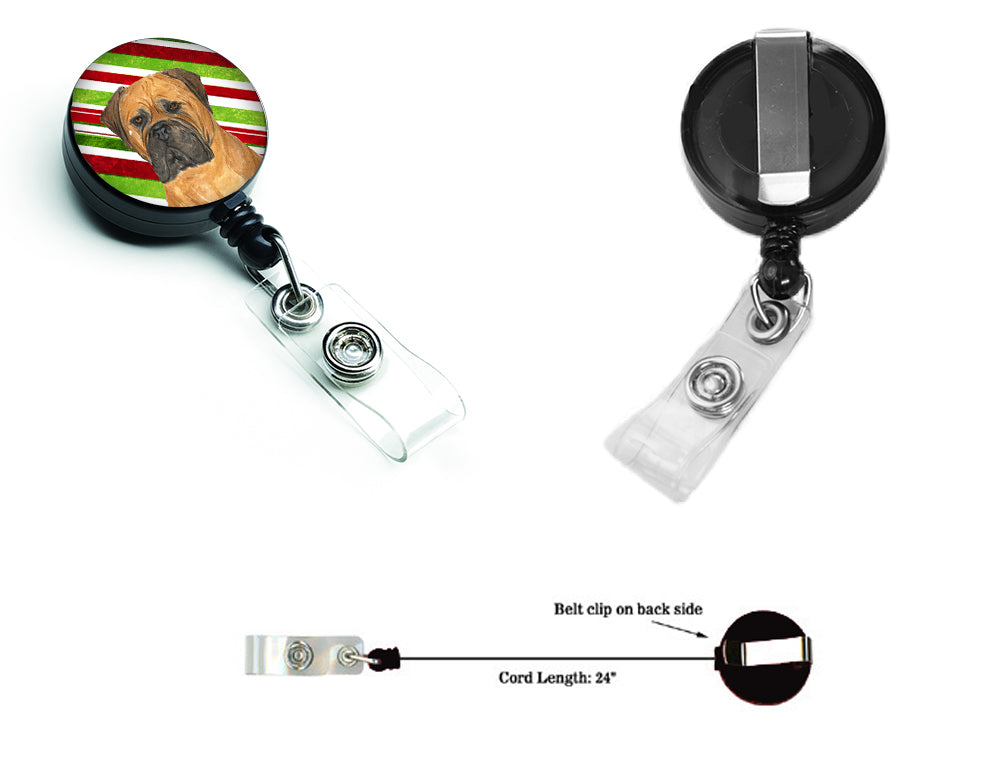 Bullmastiff Candy Cane Holiday Christmas Retractable Badge Reel SS4586BR  the-store.com.