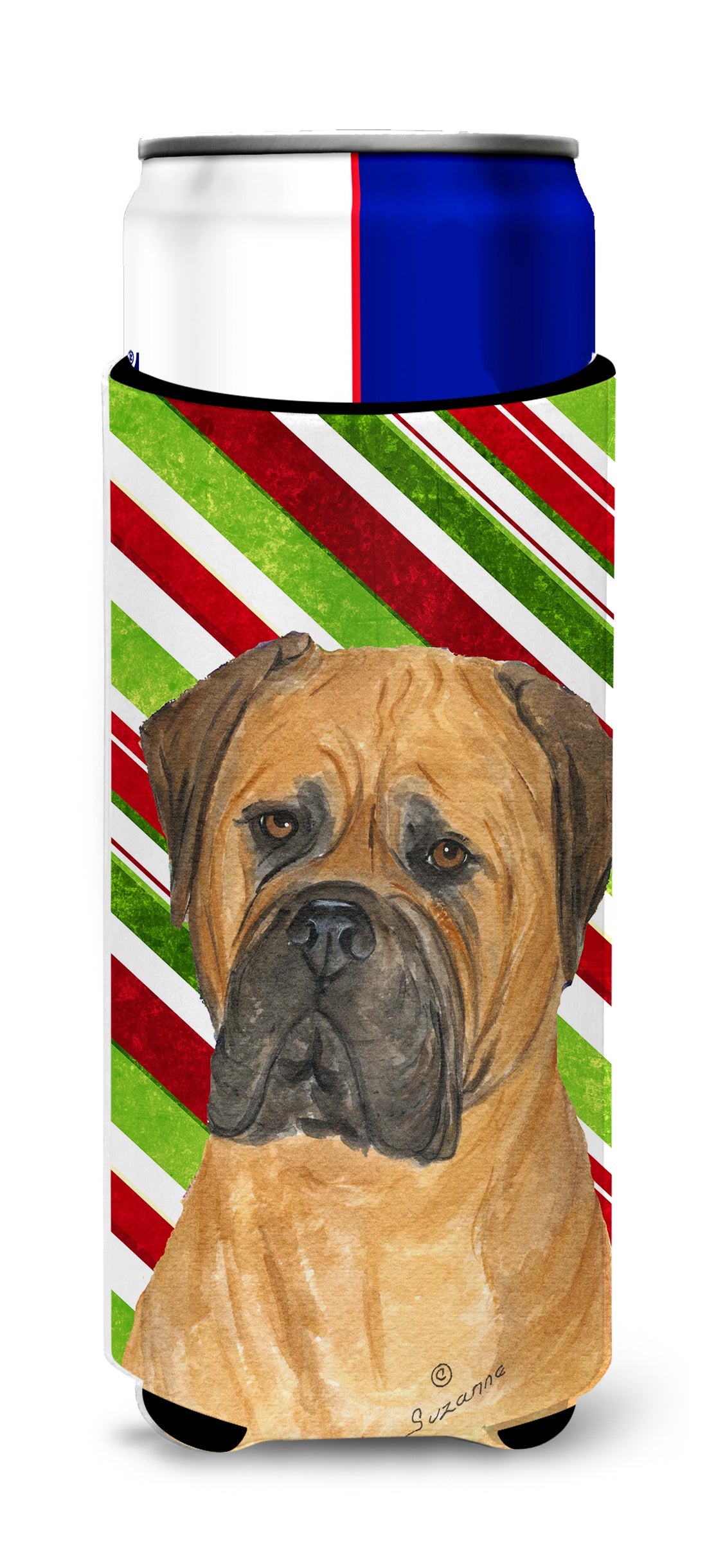 Bullmastiff Candy Cane Holiday Christmas Ultra Beverage Insulators for slim cans SS4586MUK.