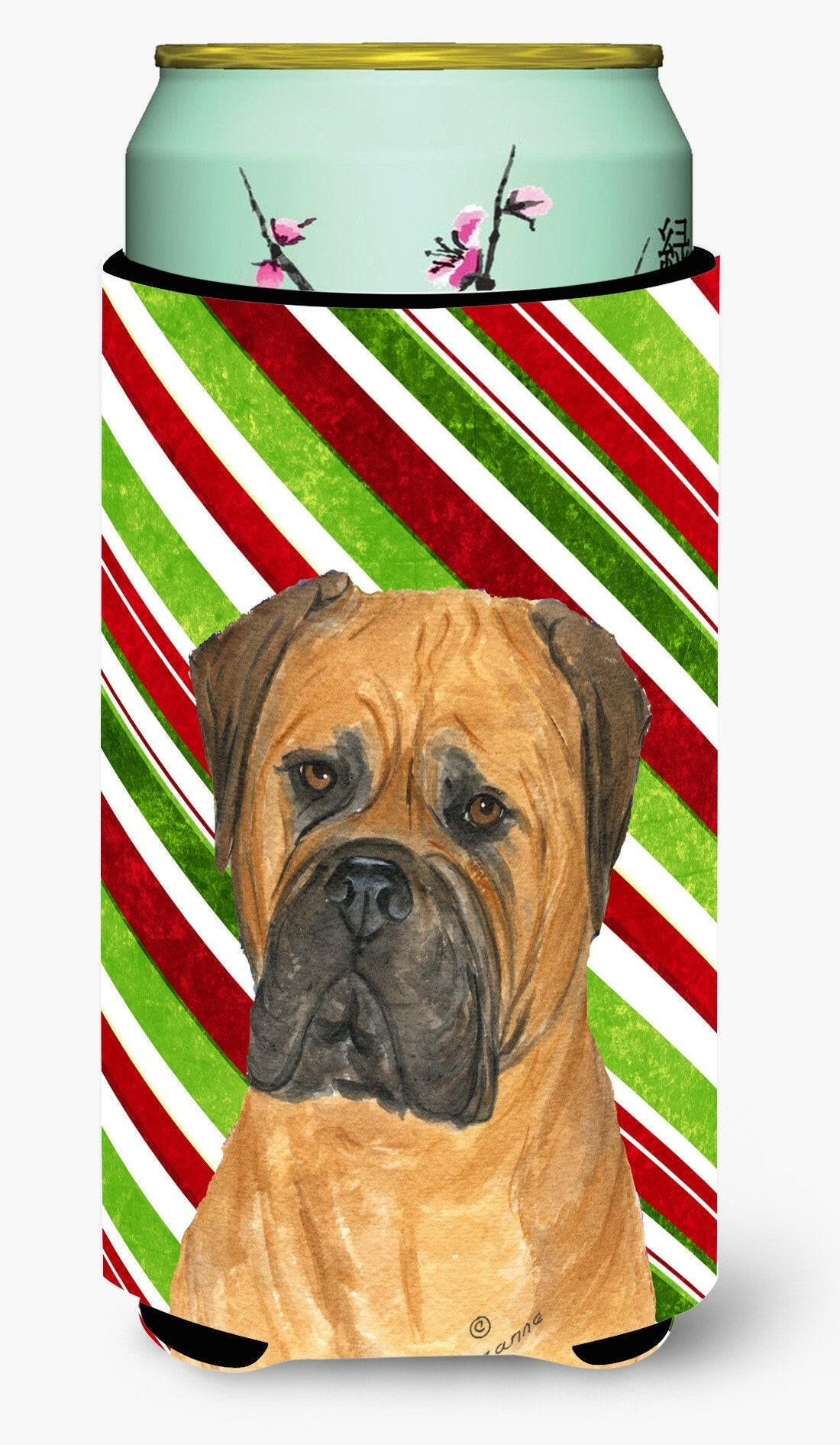 Bullmastiff Candy Cane Holiday Christmas  Tall Boy Beverage Insulator Beverage Insulator Hugger by Caroline&#39;s Treasures