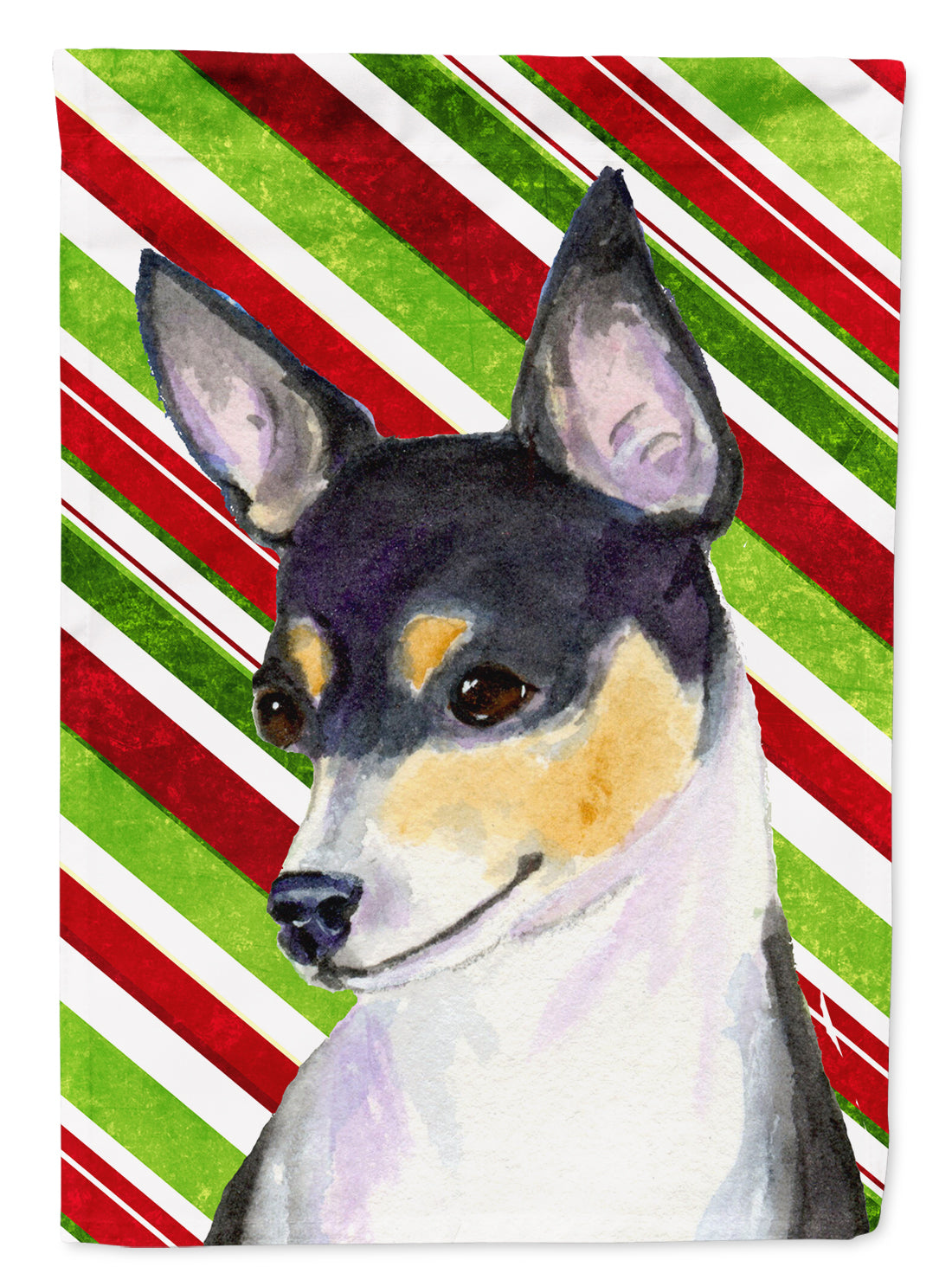 Chihuahua Candy Cane Holiday Christmas Flag Canvas House Size  the-store.com.