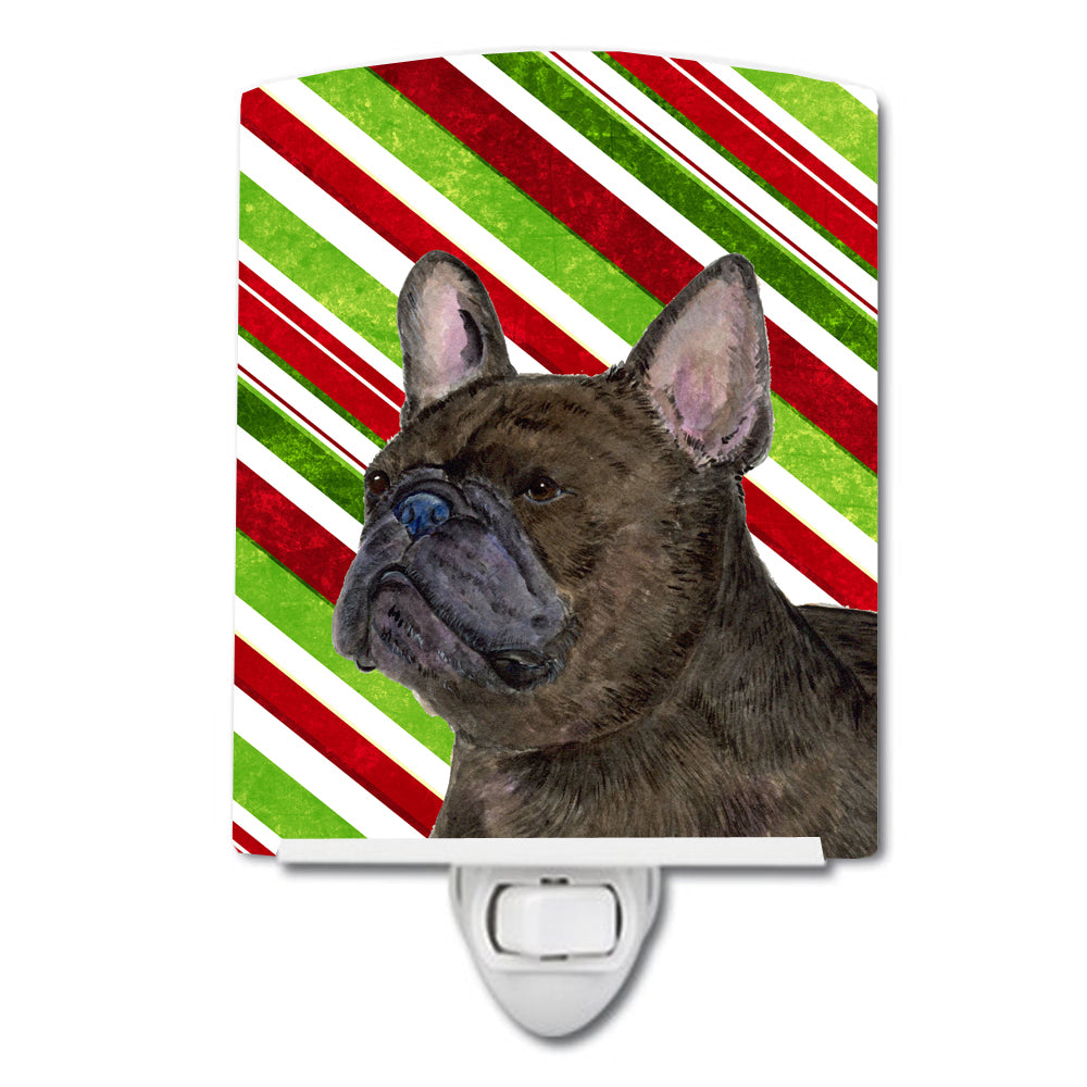 French Bulldog Candy Cane Holiday Christmas Ceramic Night Light SS4588CNL - the-store.com