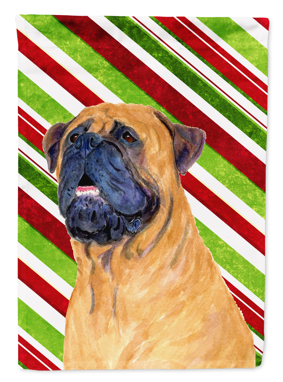 Mastiff Candy Cane Holiday Christmas Flag Canvas House Size  the-store.com.