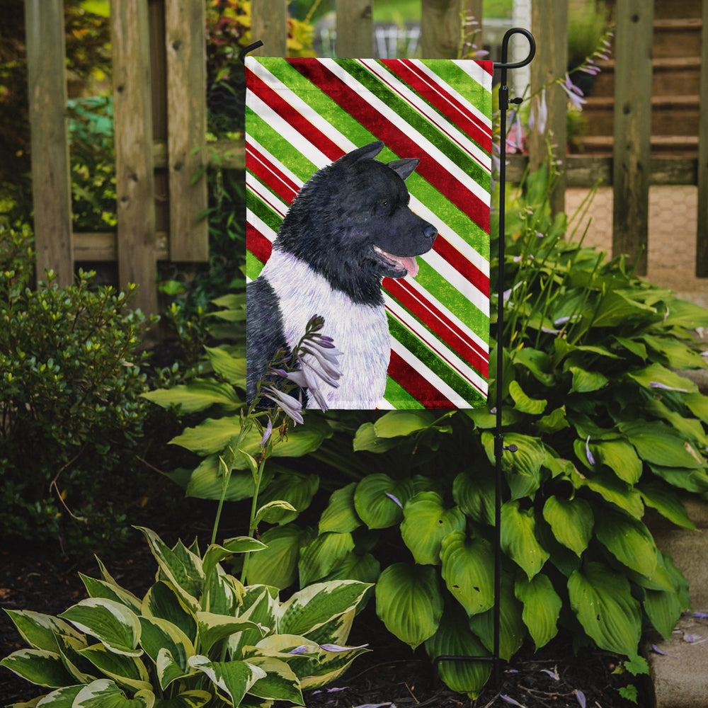 Akita Candy Cane Holiday Christmas Flag Garden Size.