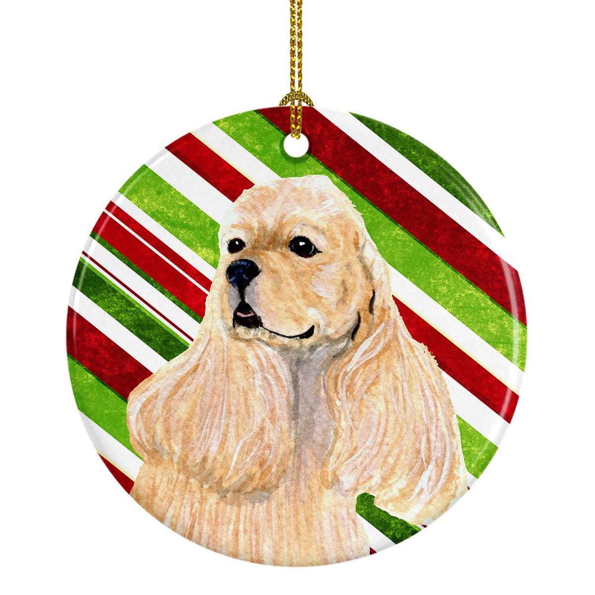 Cocker Spaniel Candy Cane Holiday Christmas Ceramic Ornament SS4591 by Caroline&#39;s Treasures