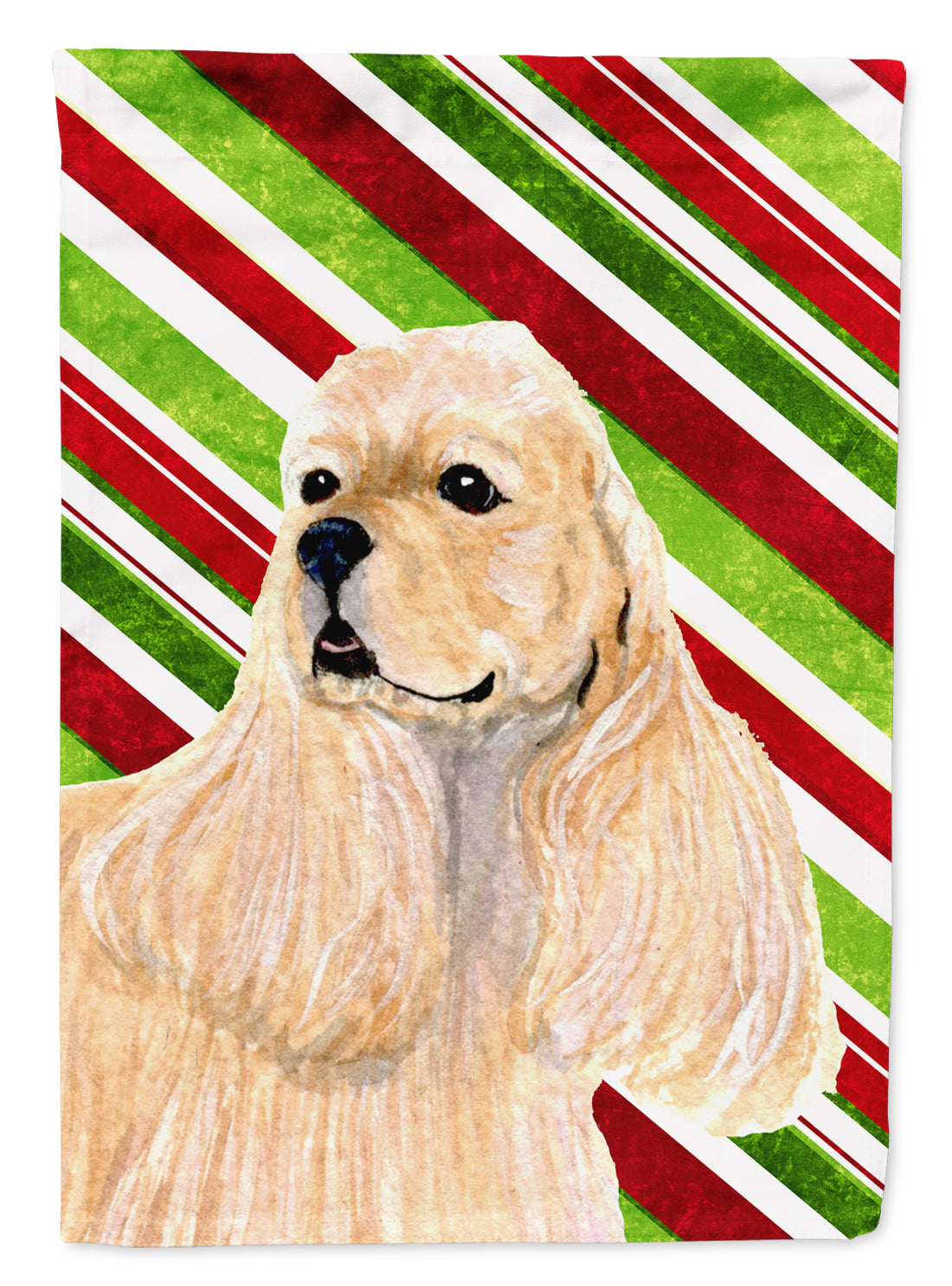 Cocker Spaniel Candy Cane Holiday Christmas Flag Canvas House Size  the-store.com.