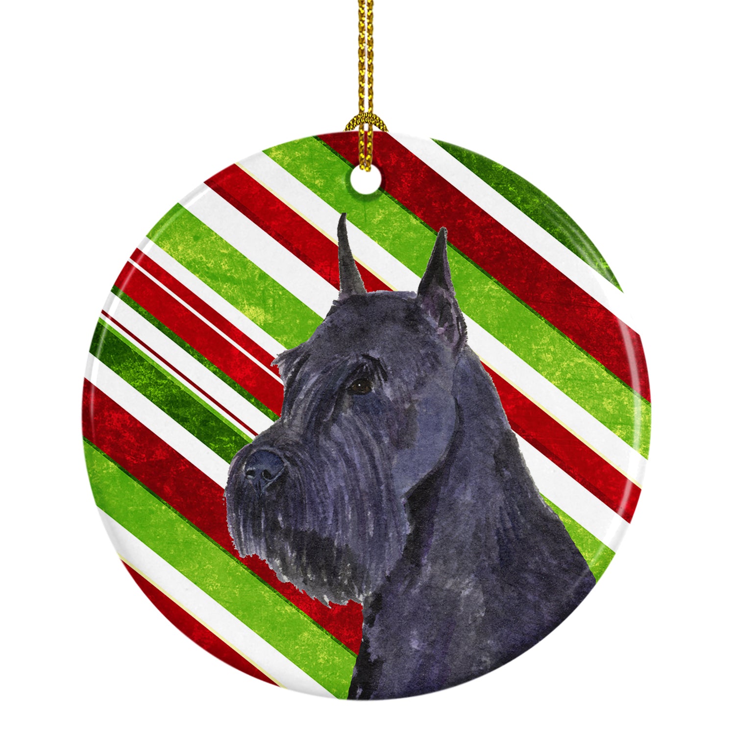 Schnauzer Candy Cane Holiday Christmas Ceramic Ornament SS4592 - the-store.com