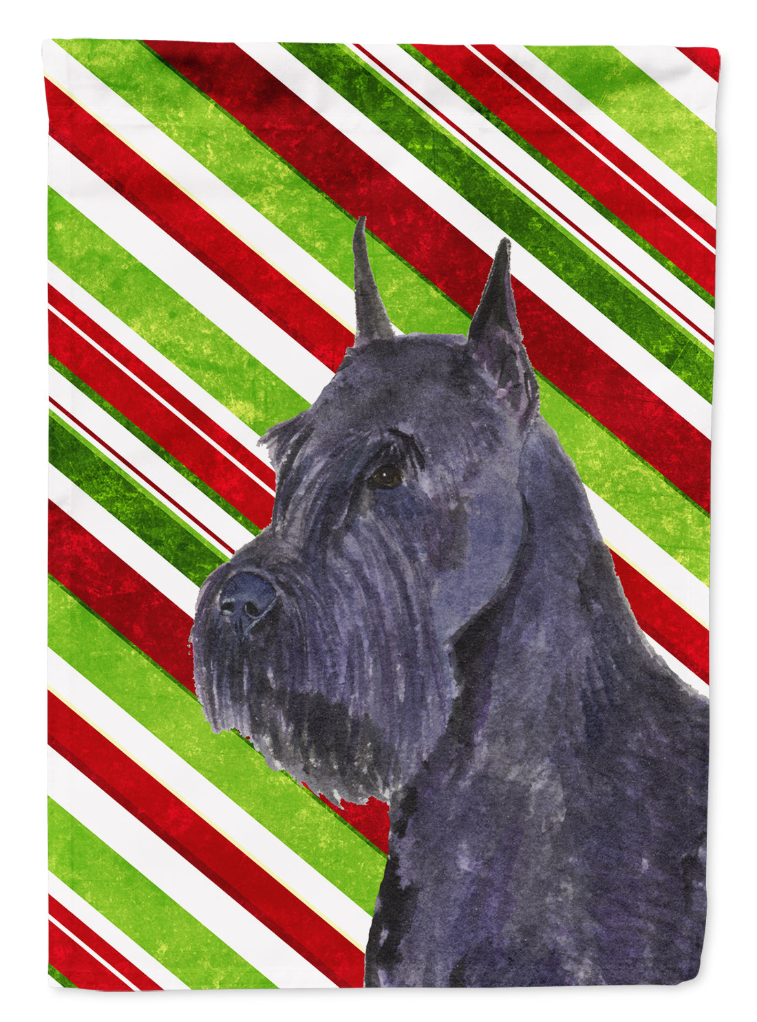 Schnauzer Candy Cane Holiday Christmas Flag Canvas House Size  the-store.com.