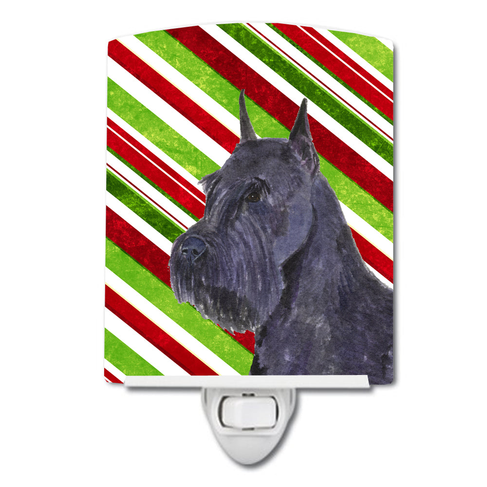 Schnauzer Candy Cane Holiday Christmas Ceramic Night Light SS4592CNL - the-store.com