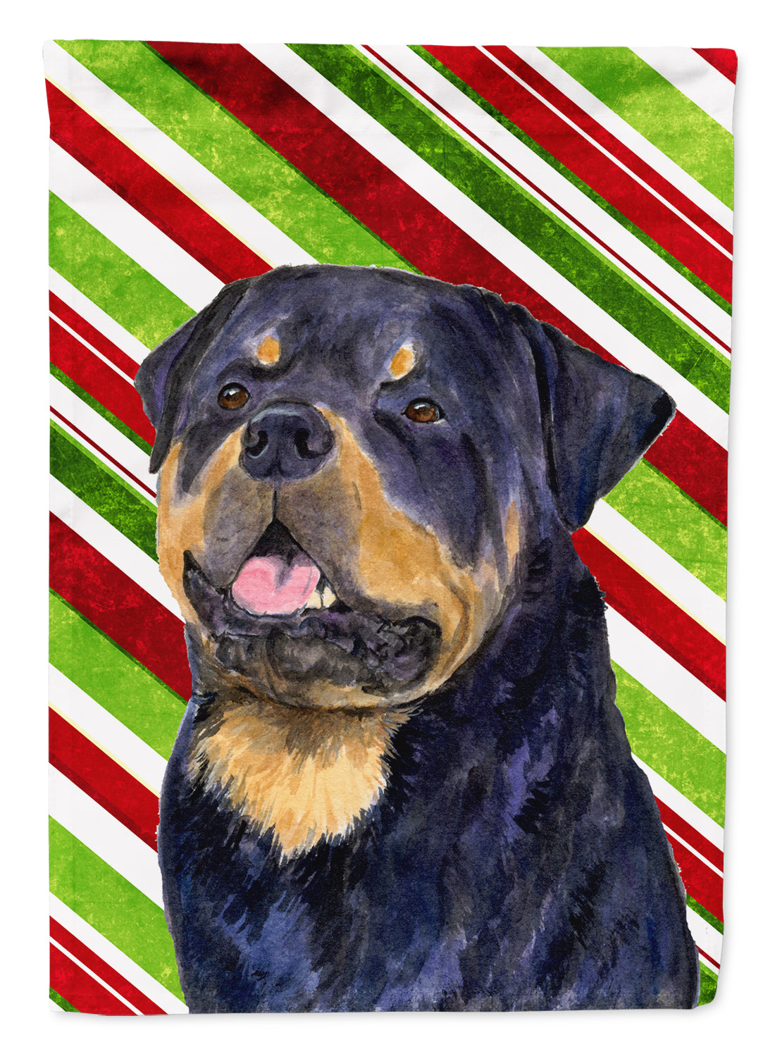 Rottweiler Candy Cane Holiday Christmas Flag Canvas House Size  the-store.com.