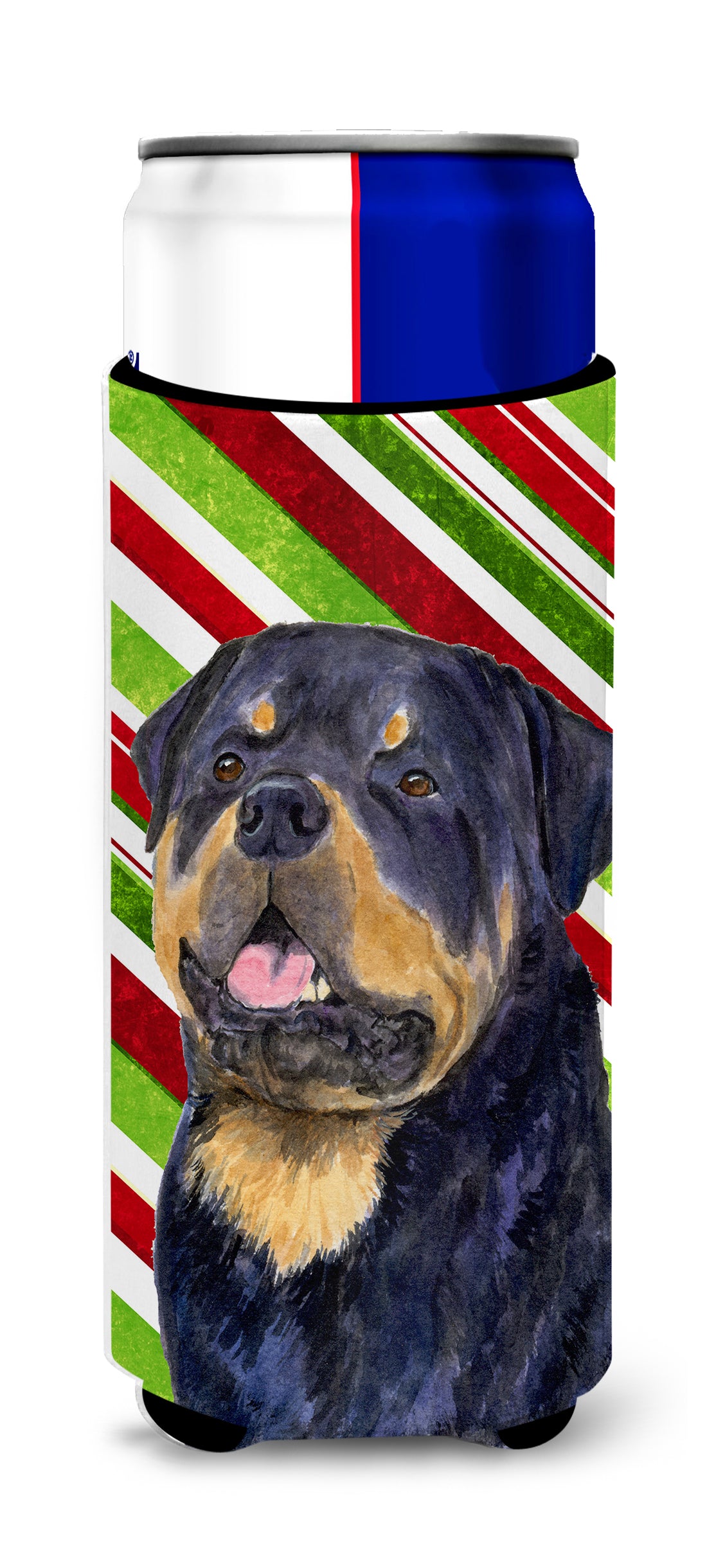 Rottweiler Candy Cane Holiday Christmas Ultra Beverage Insulators for slim cans SS4593MUK.