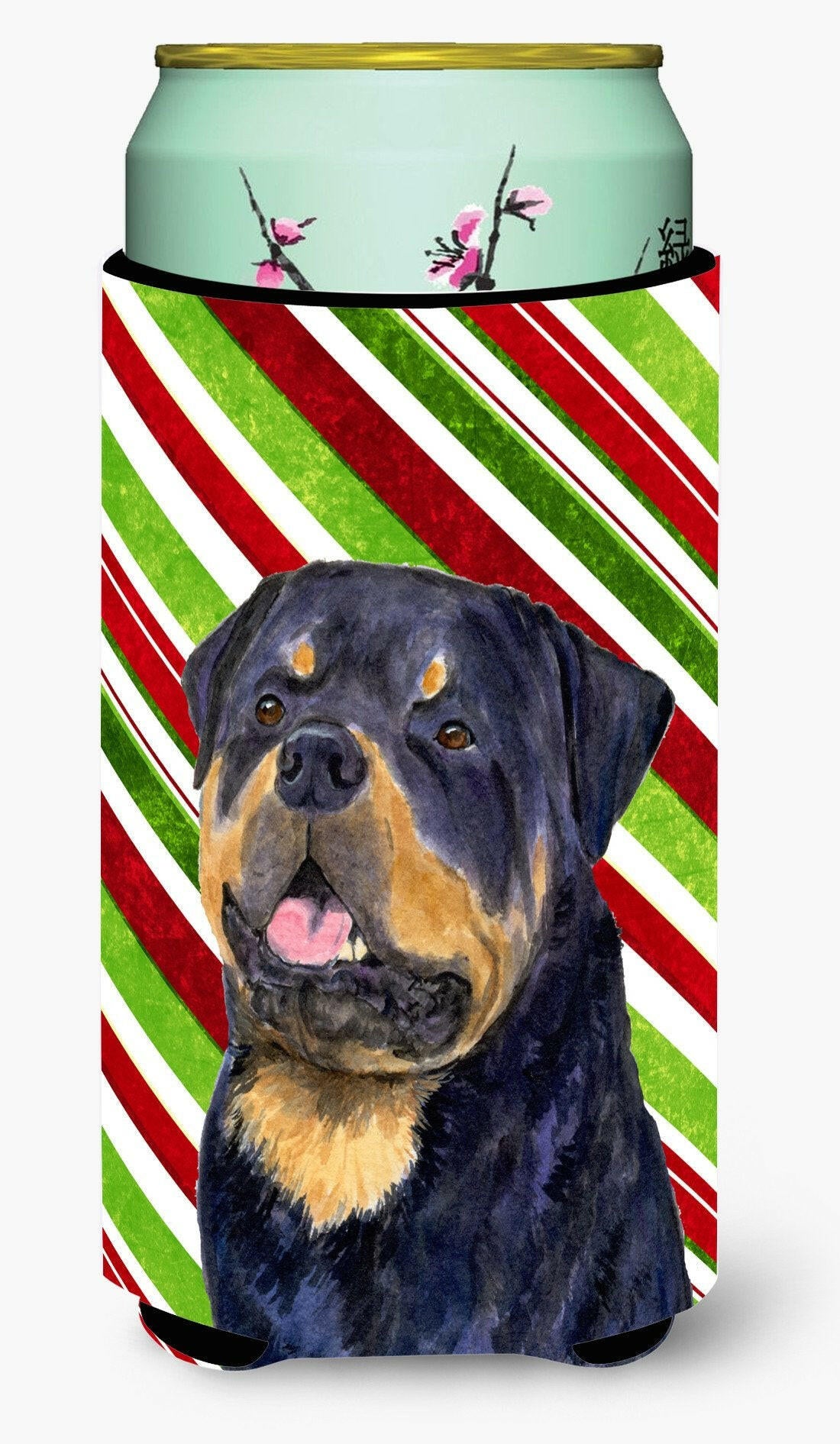 Rottweiler Candy Cane Holiday Christmas  Tall Boy Beverage Insulator Beverage Insulator Hugger by Caroline's Treasures