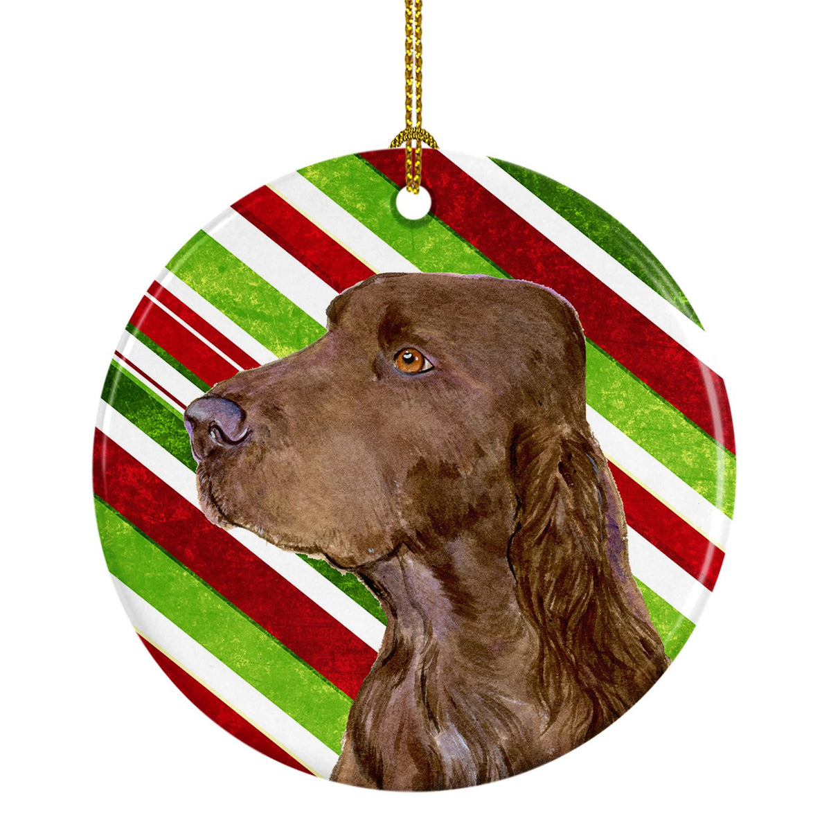 Field Spaniel Candy Cane Holiday Christmas Ceramic Ornament SS4594 by Caroline&#39;s Treasures